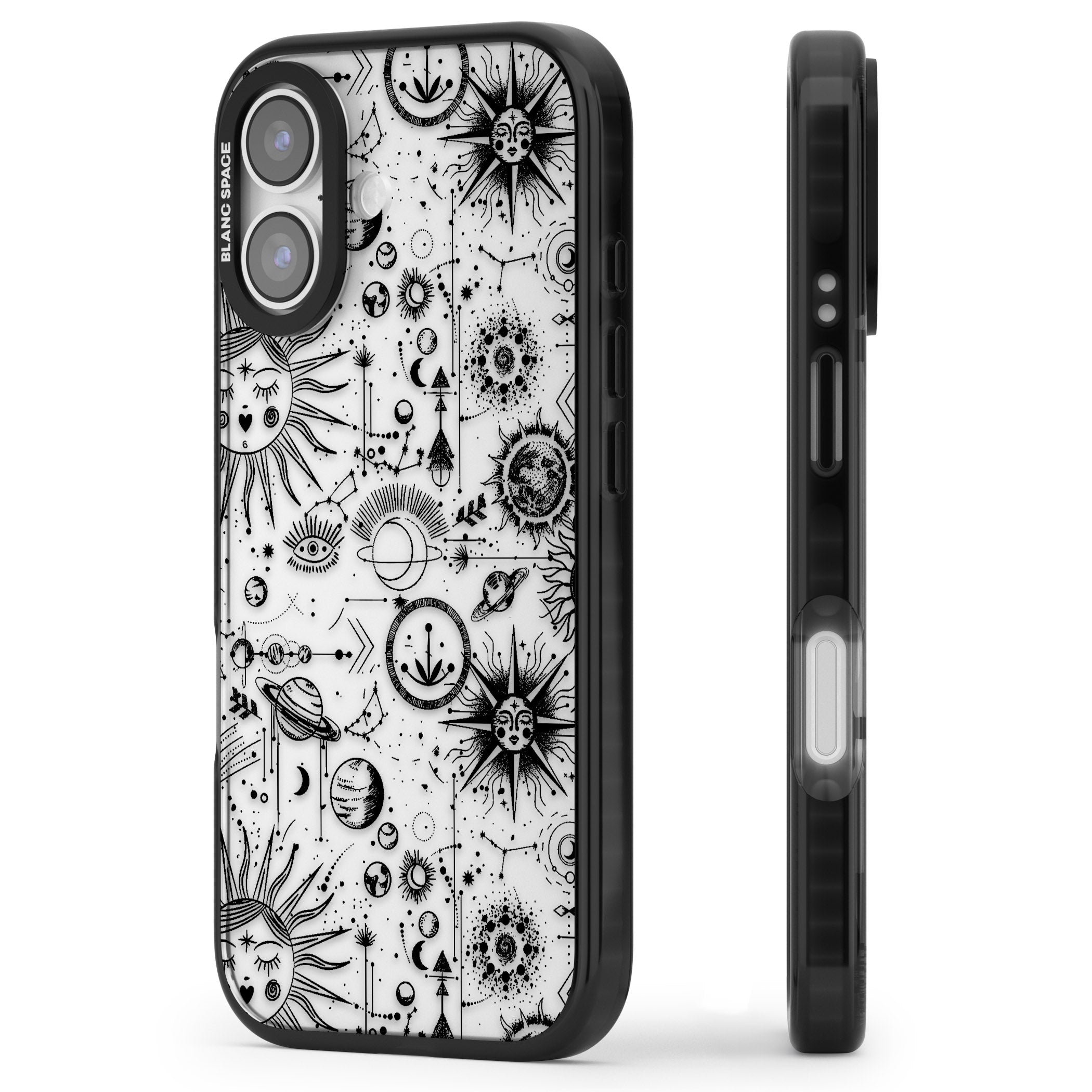 Cosmic Zodiac iPhone 17 Impact Black Phone Case Side Profile