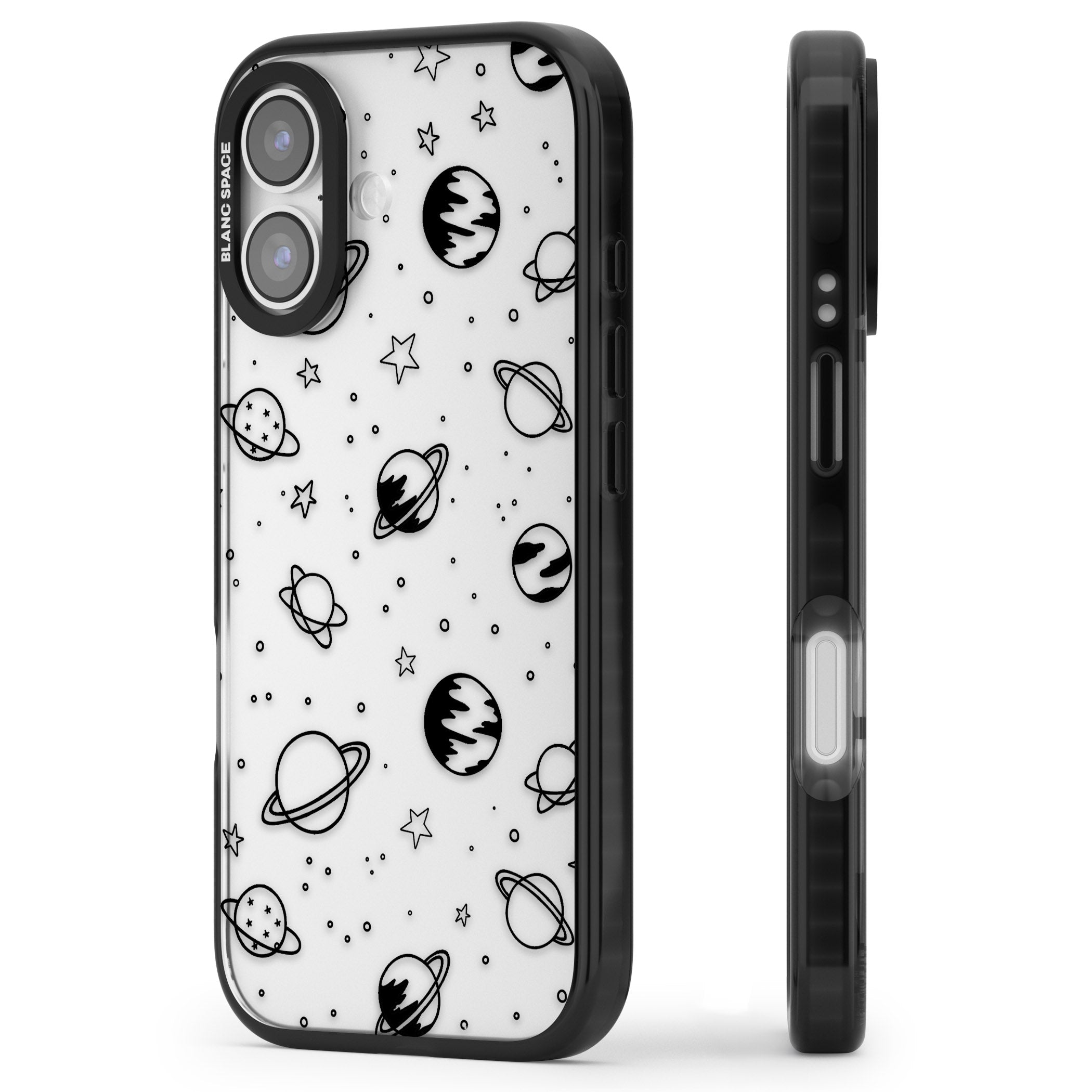 Cosmic Sketch Black Clear iPhone 17 Impact Black Phone Case Side Profile