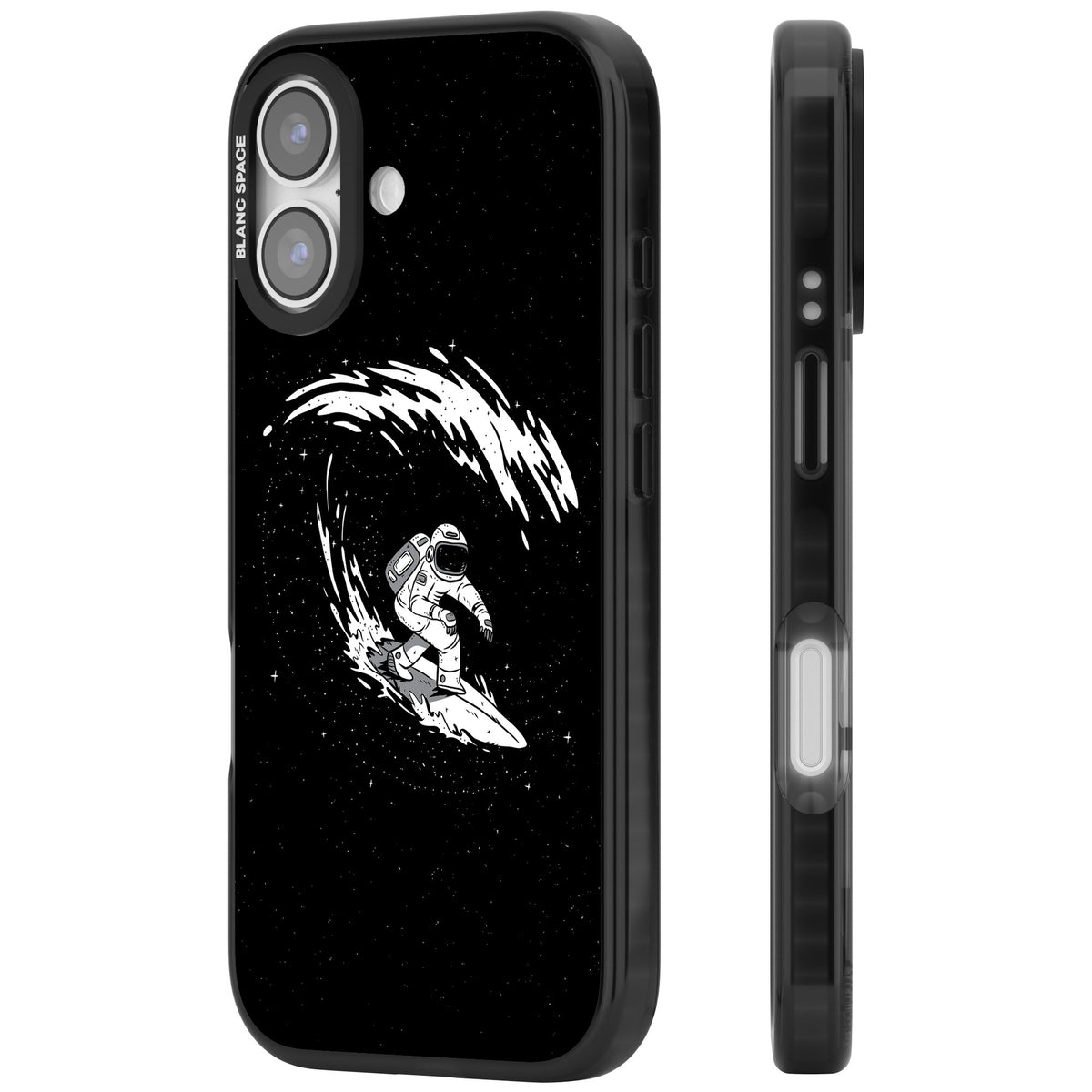 Cosmic Surf iPhone 16 / iPhone 16 Plus / iPhone 17 Impact Black Phone Case side