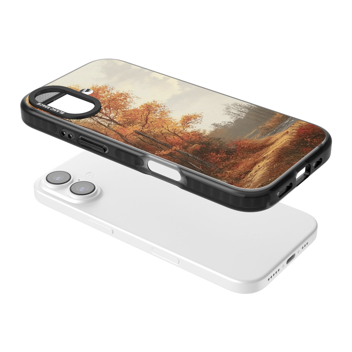 Vintage Autumn Oil Painting iPhone 16 / iPhone 16 Plus / iPhone 17 Impact Black Phone Case angled
