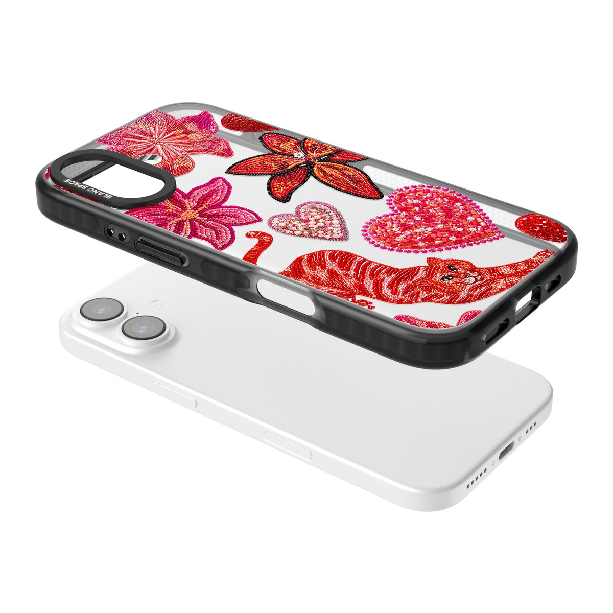 Beaded Boho iPhone 16 / iPhone 16 Plus / iPhone 17 Impact Black Phone Case angled
