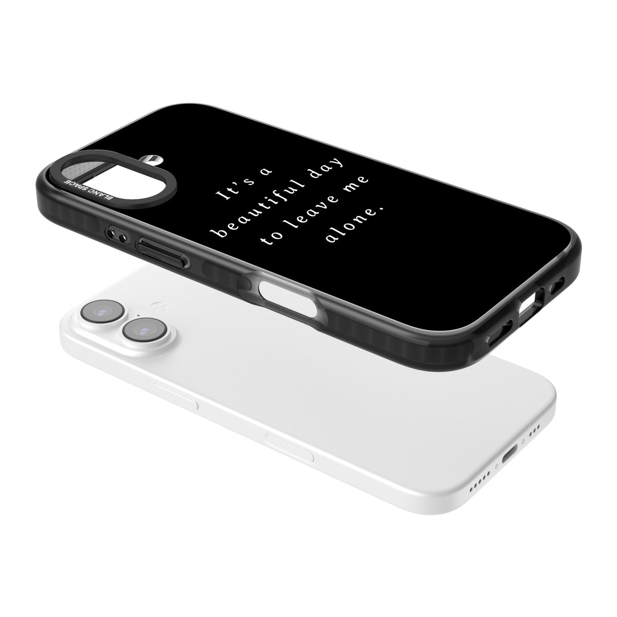 Beautiful Day Quote iPhone 16 / iPhone 16 Plus / iPhone 17 Impact Black Phone Case angled