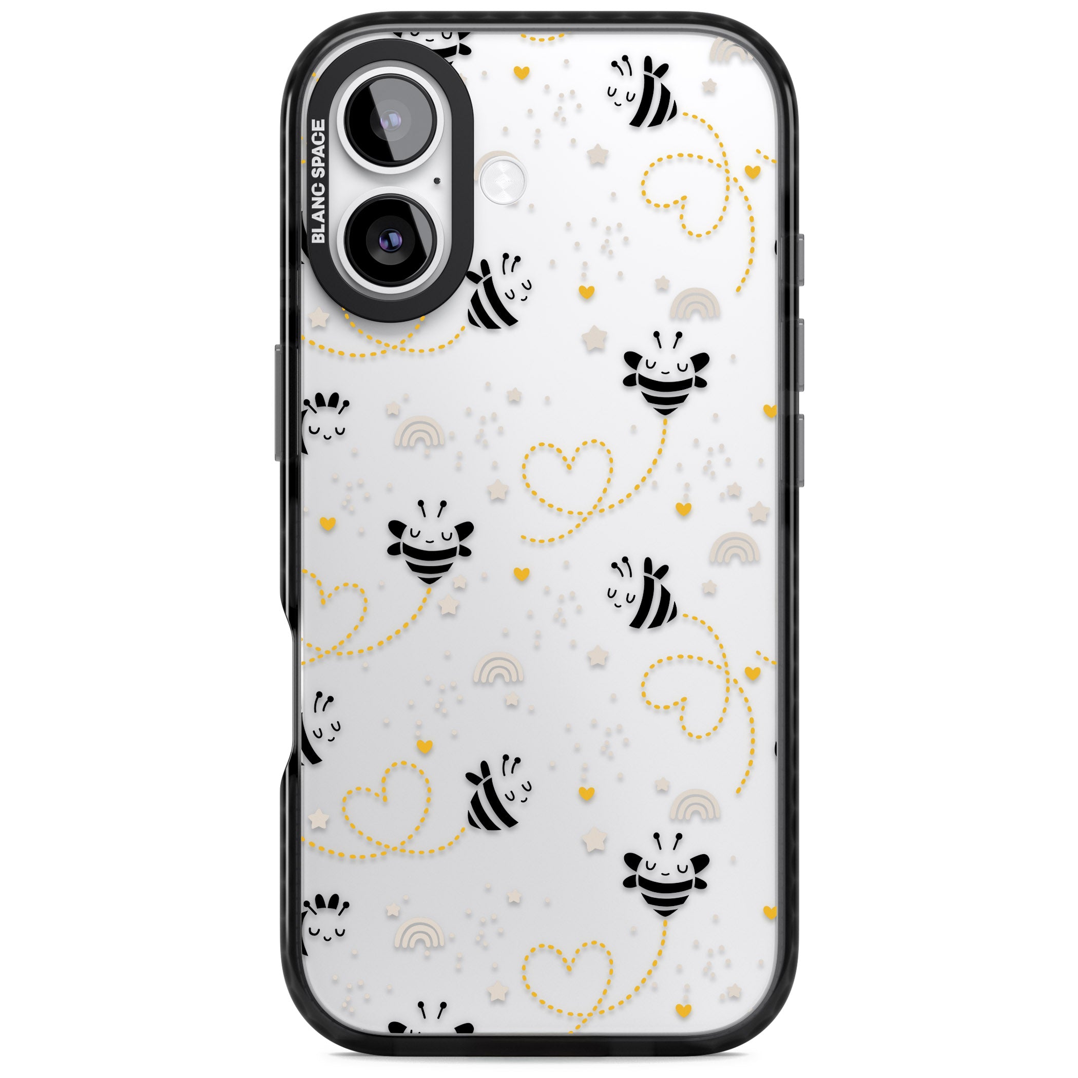 Bee Hearts Pattern iPhone 17 Impact Black Phone Case