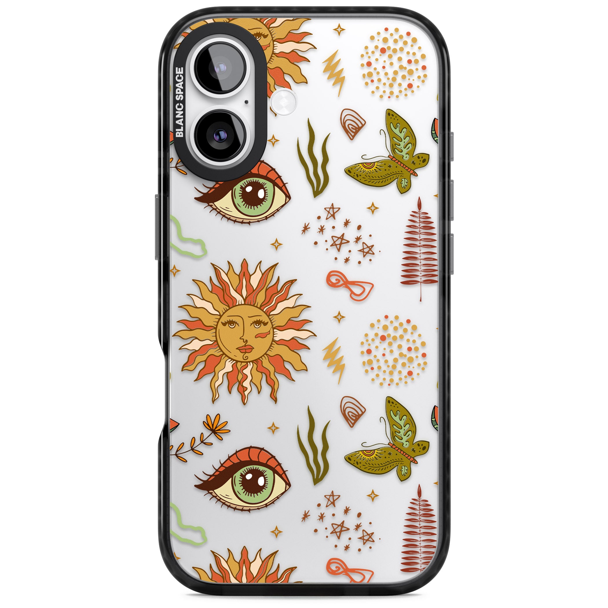 Boho Celestial Sun & Eye Pattern iPhone 17 Impact Black Phone Case