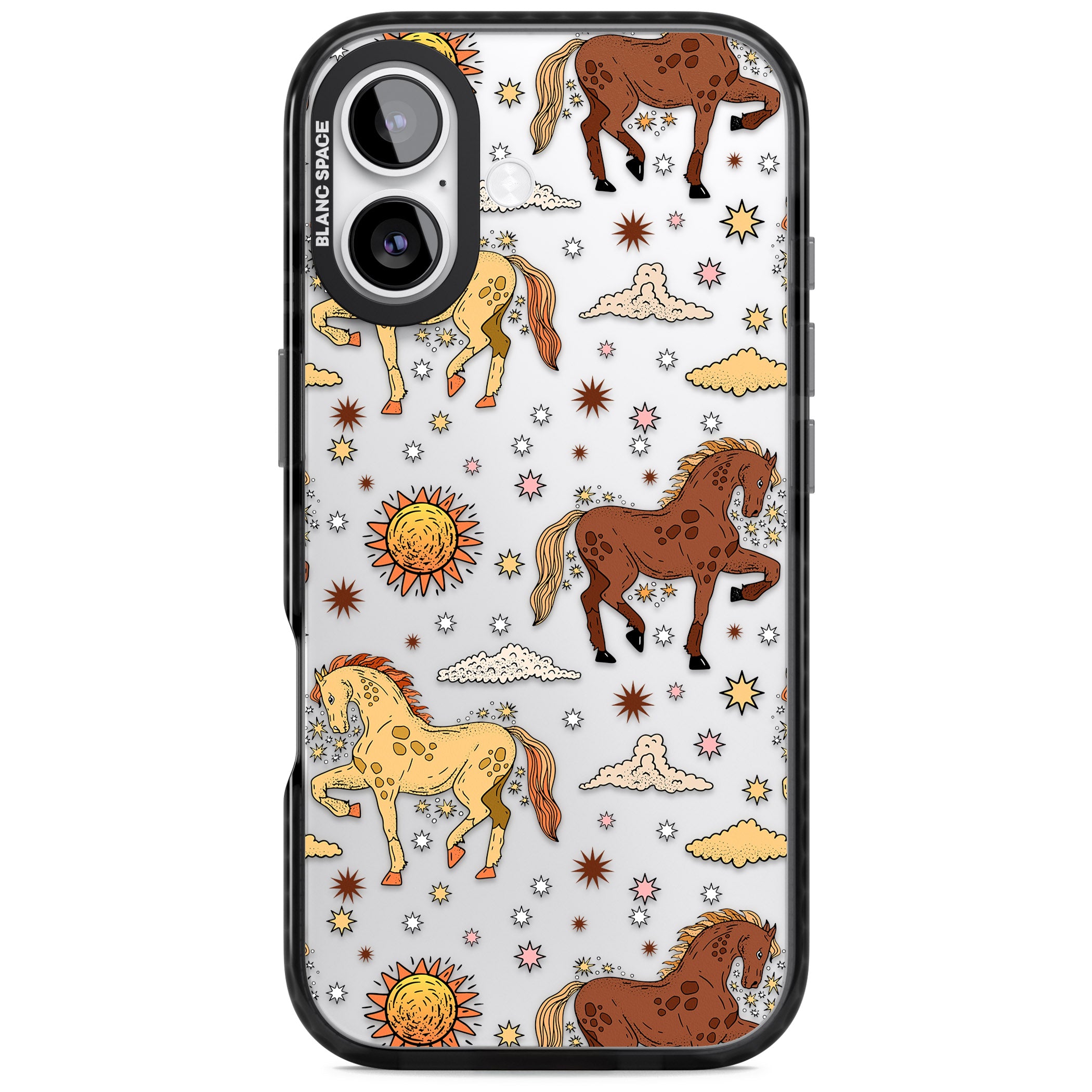 Boho Celestial Wild Horses iPhone 17 Impact Black Phone Case