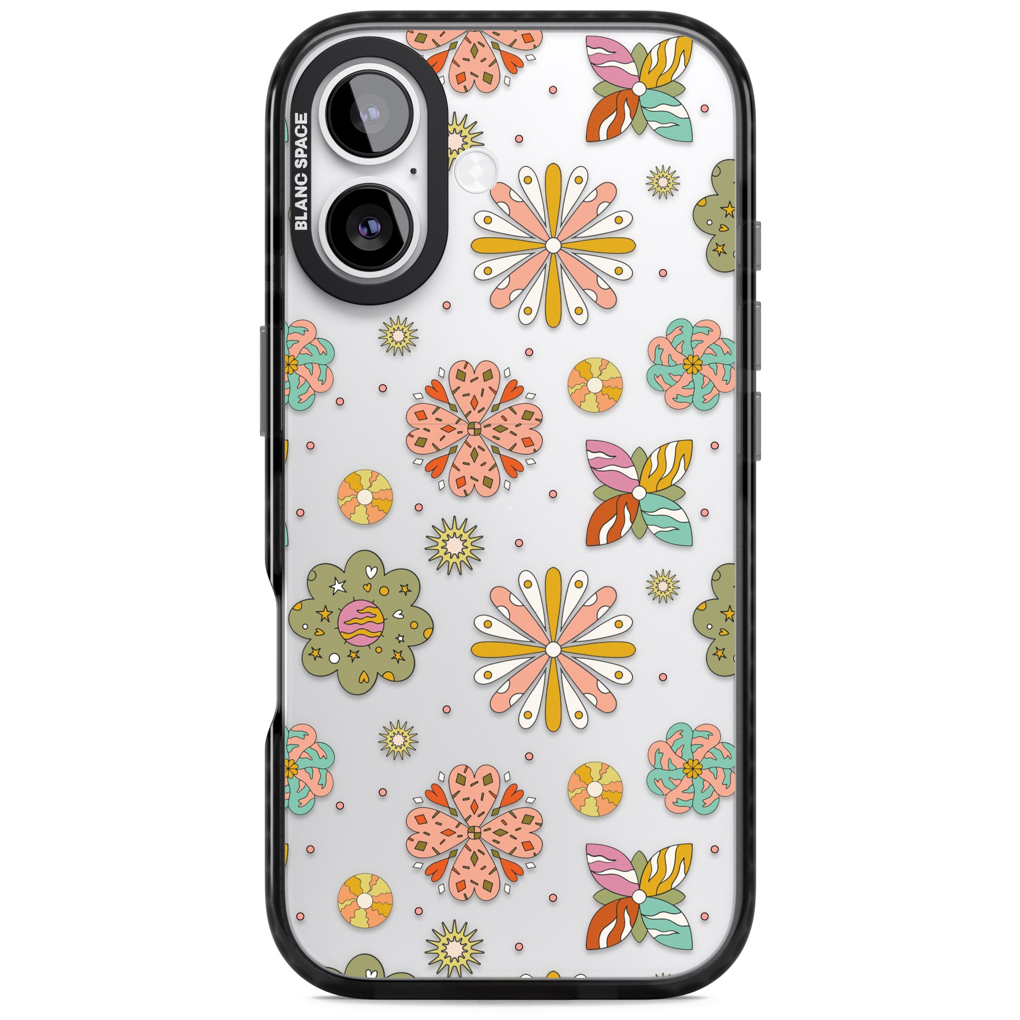 Boho Celestial Psychedelic Floral iPhone 17 Impact Black Phone Case