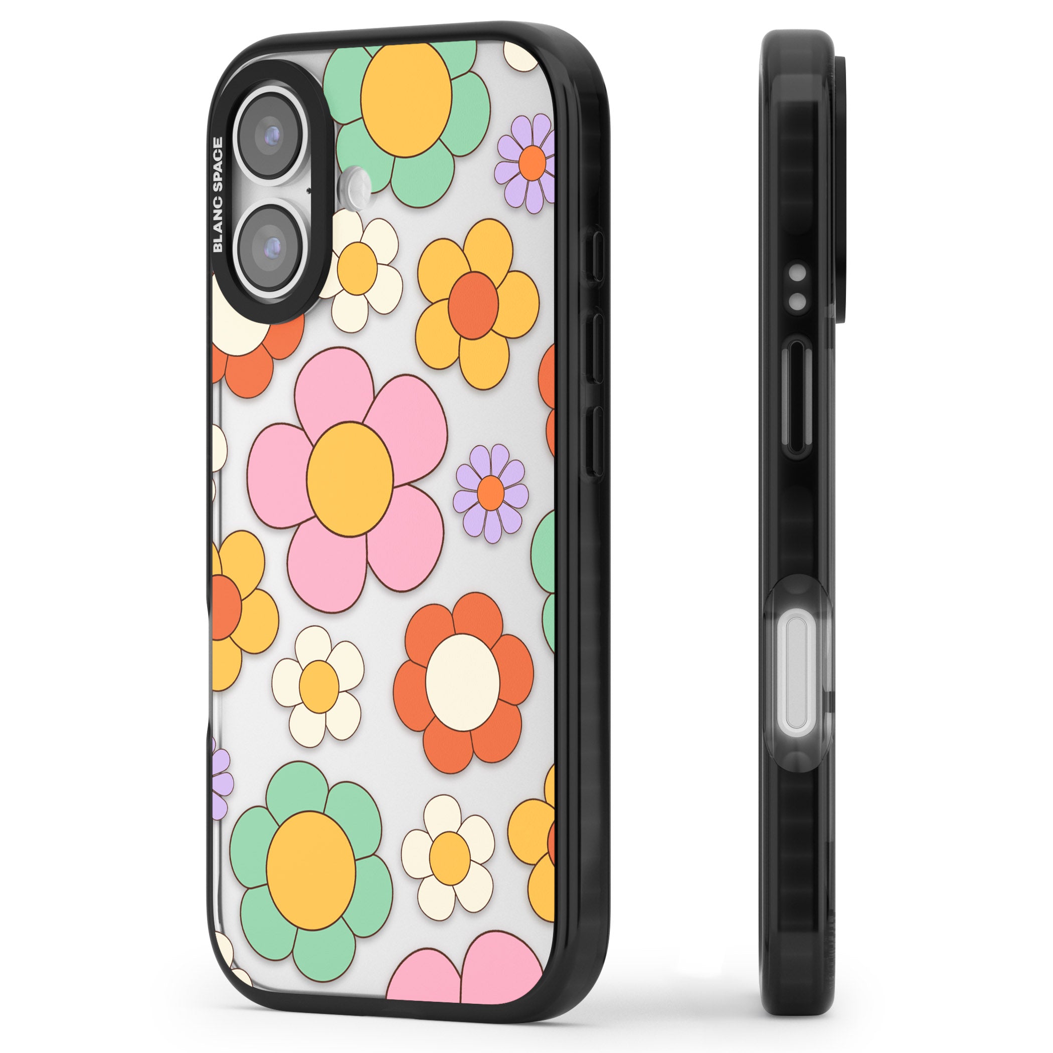 Groovy Blossoms iPhone 17 Impact Black Phone Case Side Profile