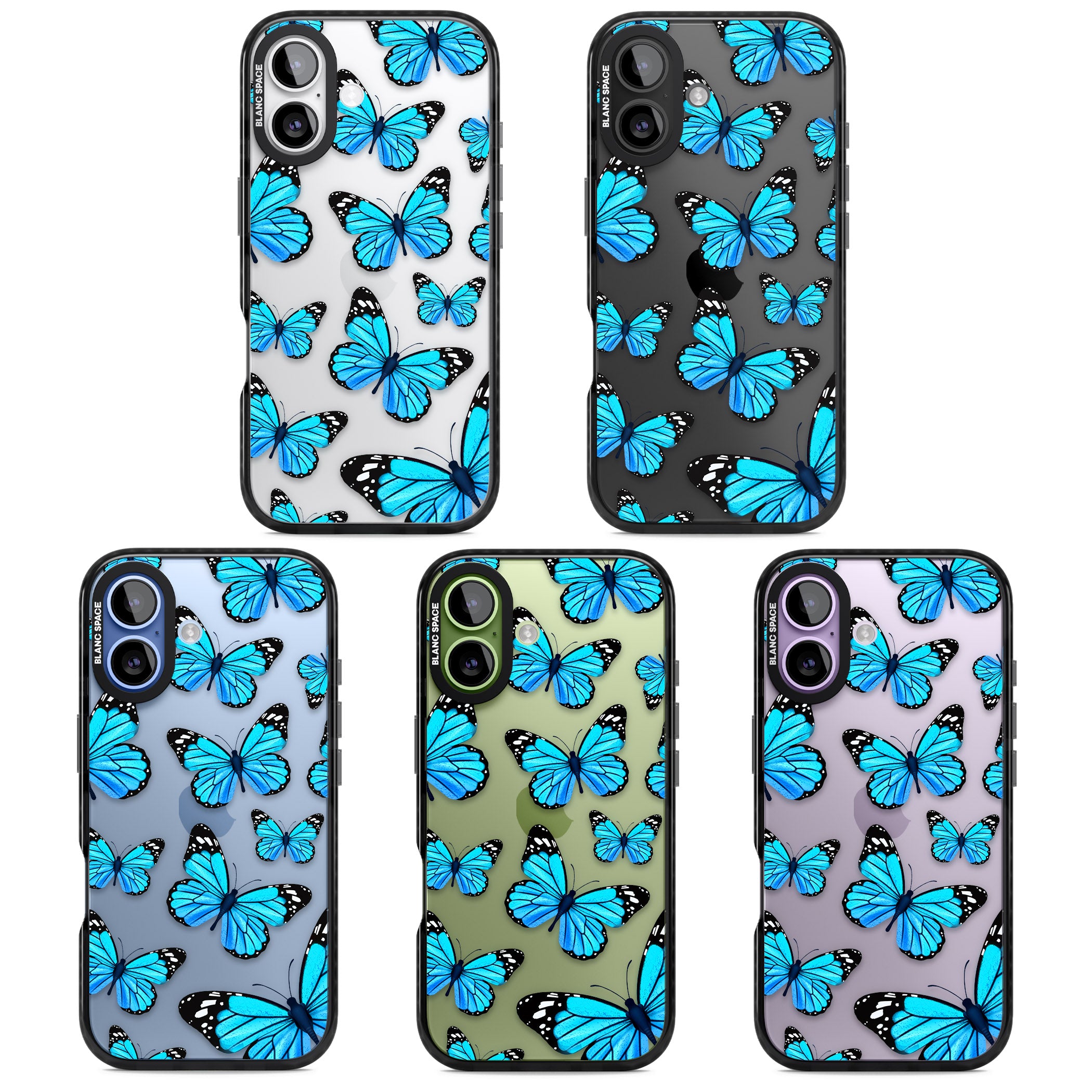 Blue Butterflies iPhone 17 Impact Black Phone Case APT Impact Protection