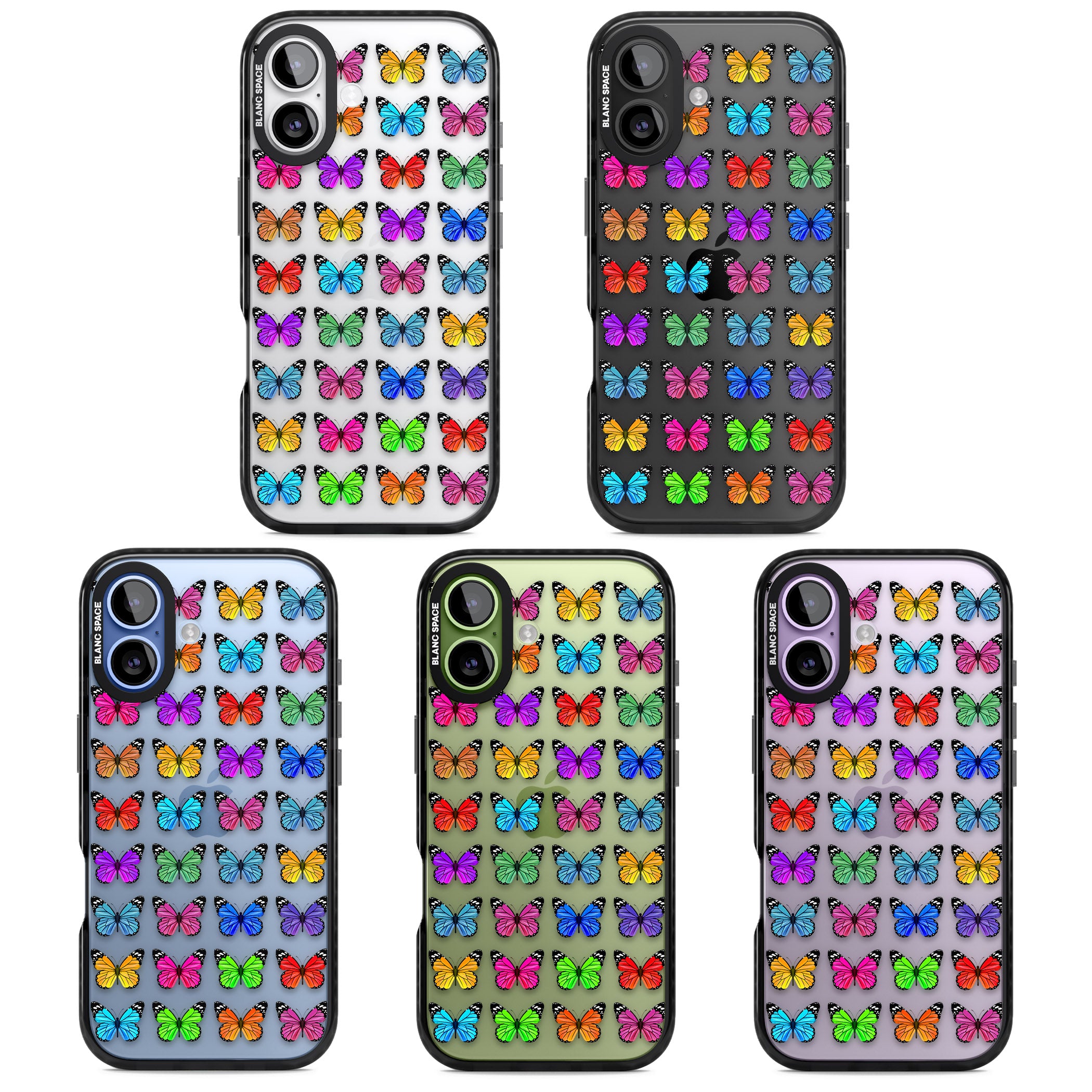 Colourful Butterfly Pattern iPhone 17 Impact Black Phone Case APT Impact Protection