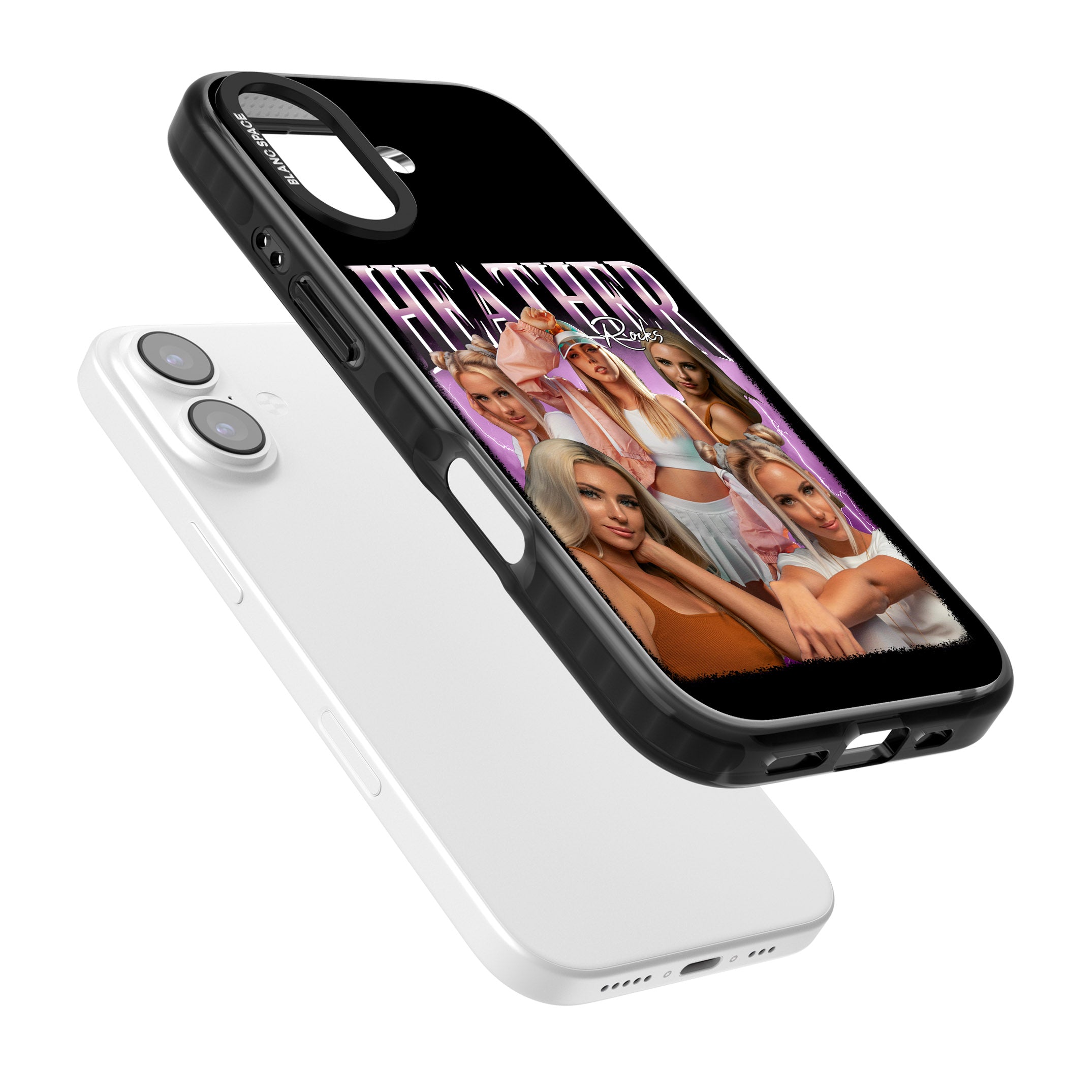 Personalised Airbrush Name & Photo Collage (Pink) iPhone 17 Impact Black Phone Case Colours