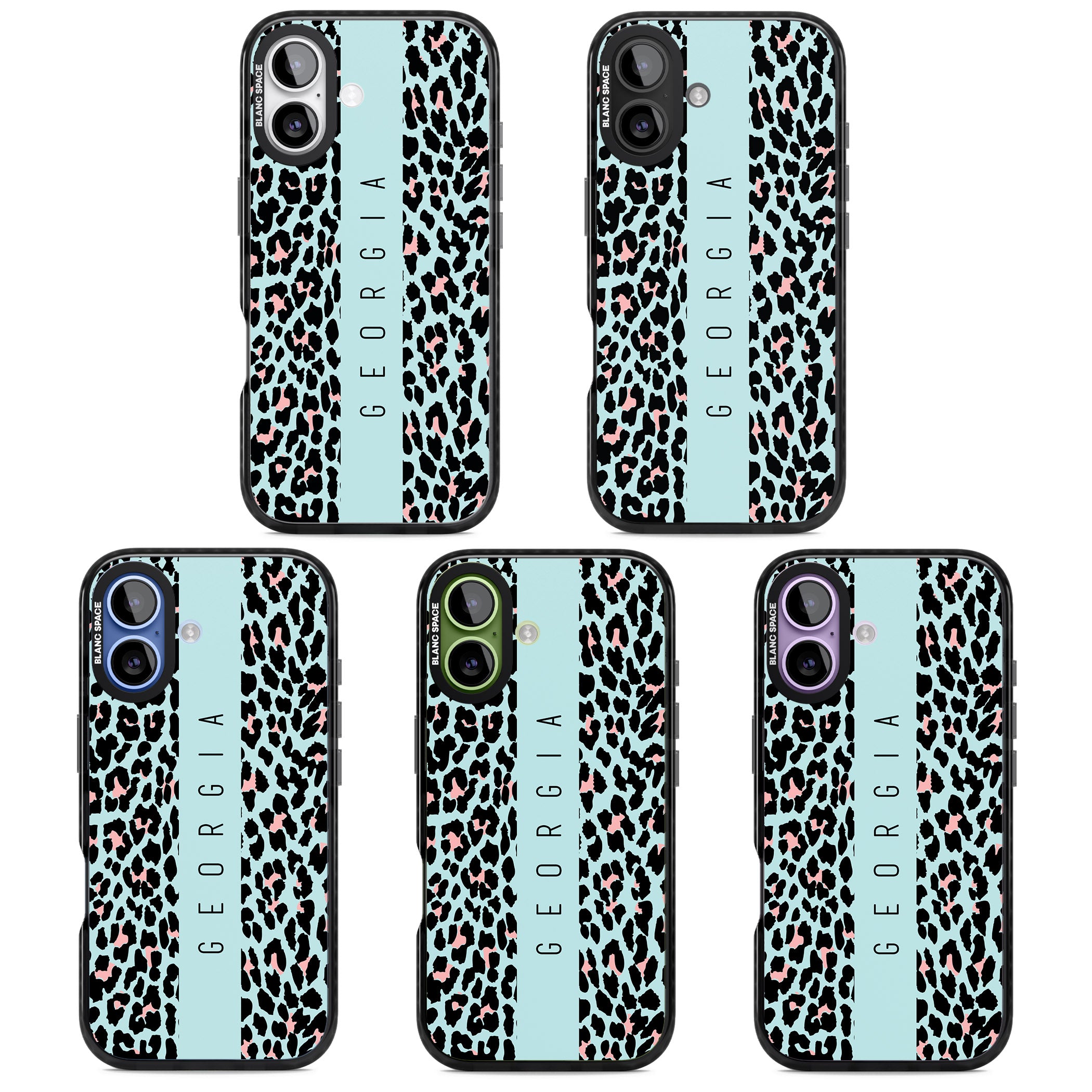 Personalised Blue Leopard iPhone 17 Impact Black Phone Case APT Impact Protection