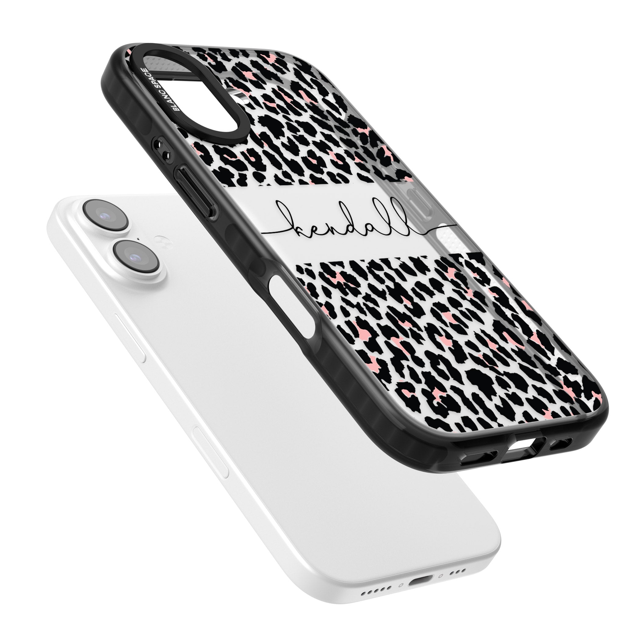 Personalised Cursive Leopard Spots iPhone 17 Impact Black Phone Case Colours