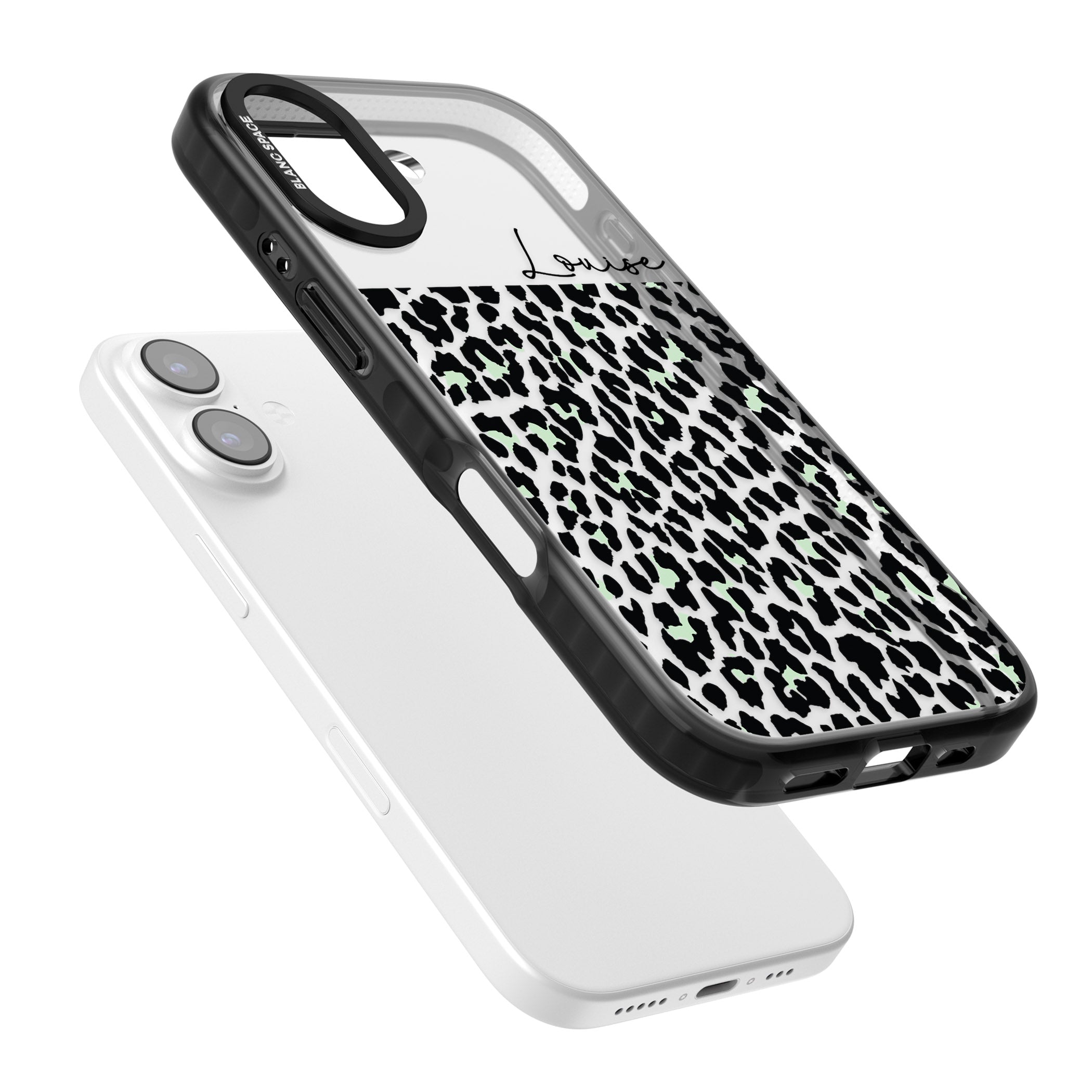 Personalised Seafoam Leopard iPhone 17 Impact Black Phone Case Colours