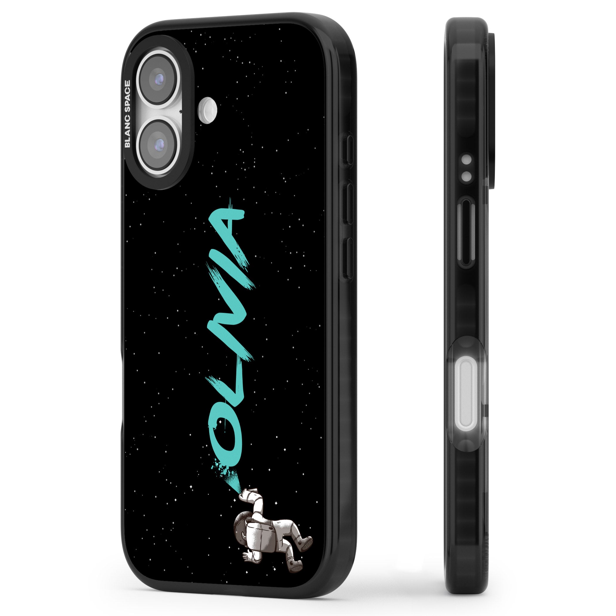Personalised Astronaut Graffiti iPhone 17 Impact Black Phone Case Side Profile