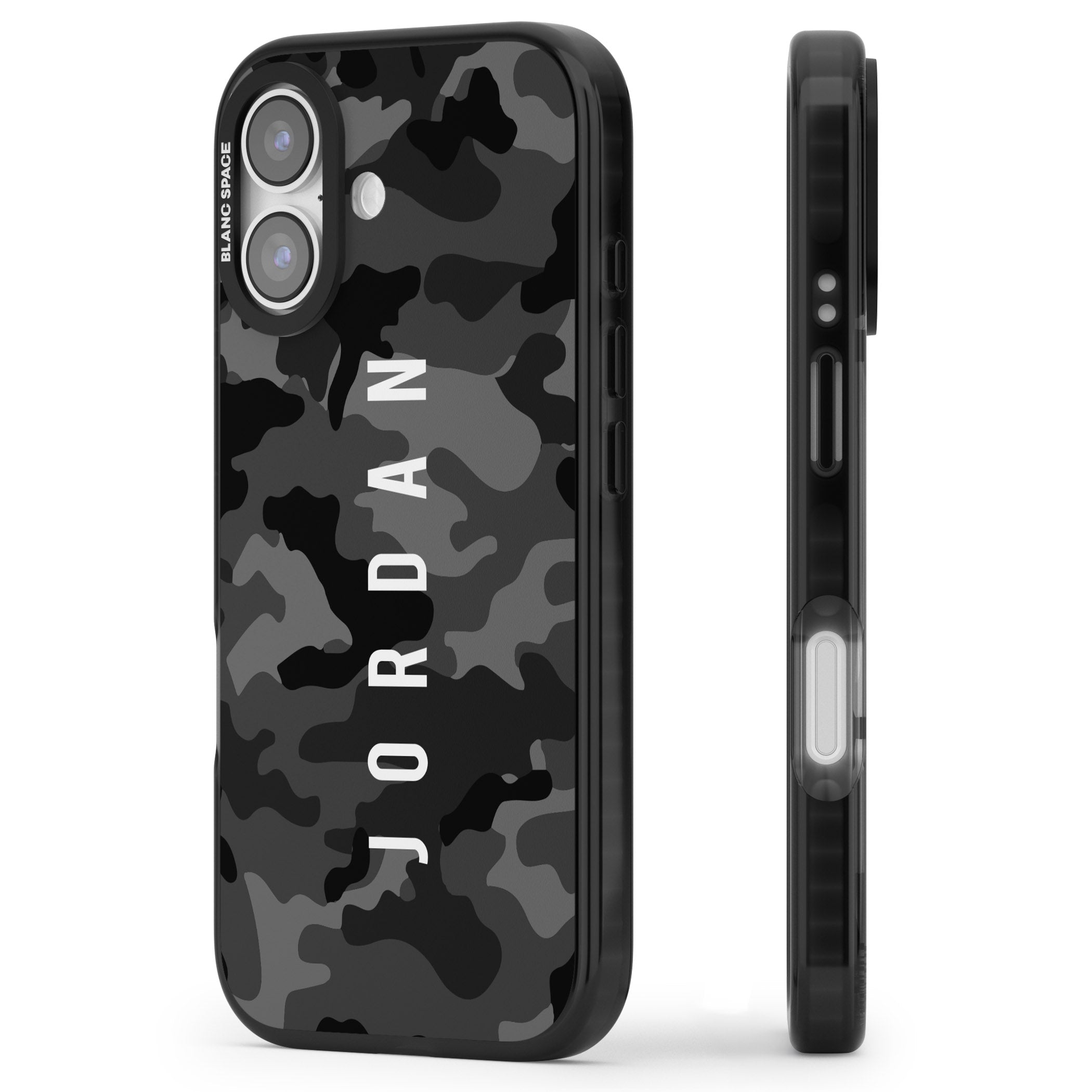 Personalised Black Camouflage Name iPhone 17 Impact Black Phone Case Side Profile