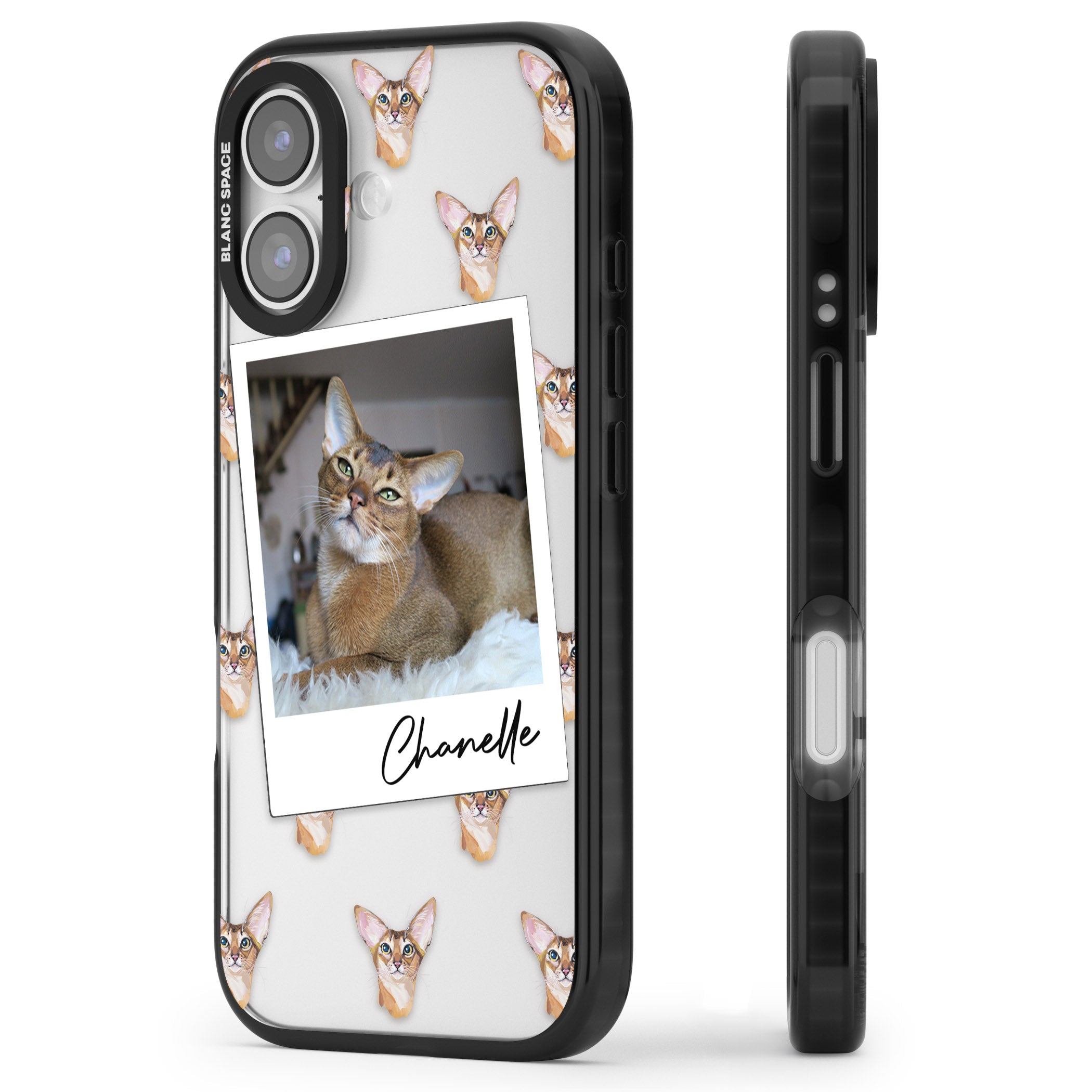 Personalised Abyssinian Cat Photo iPhone 17 Impact Black Phone Case Side Profile