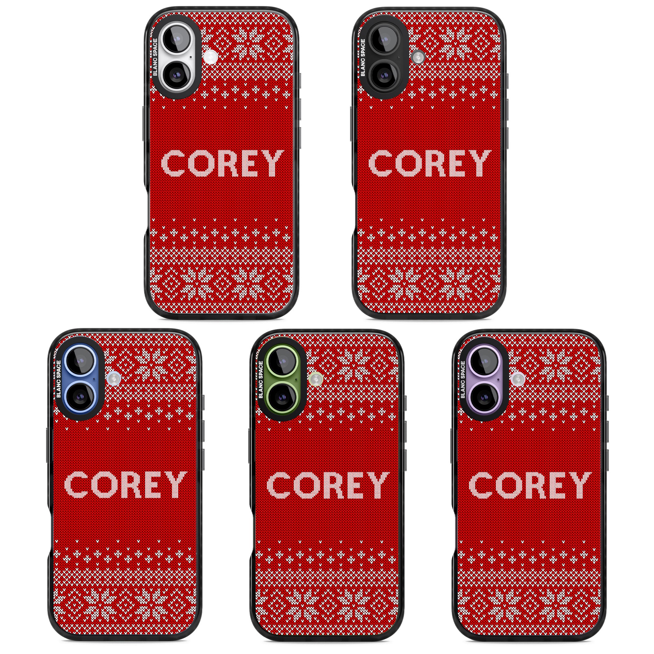 Personalised Red Christmas Knit iPhone 17 Impact Black Phone Case APT Impact Protection