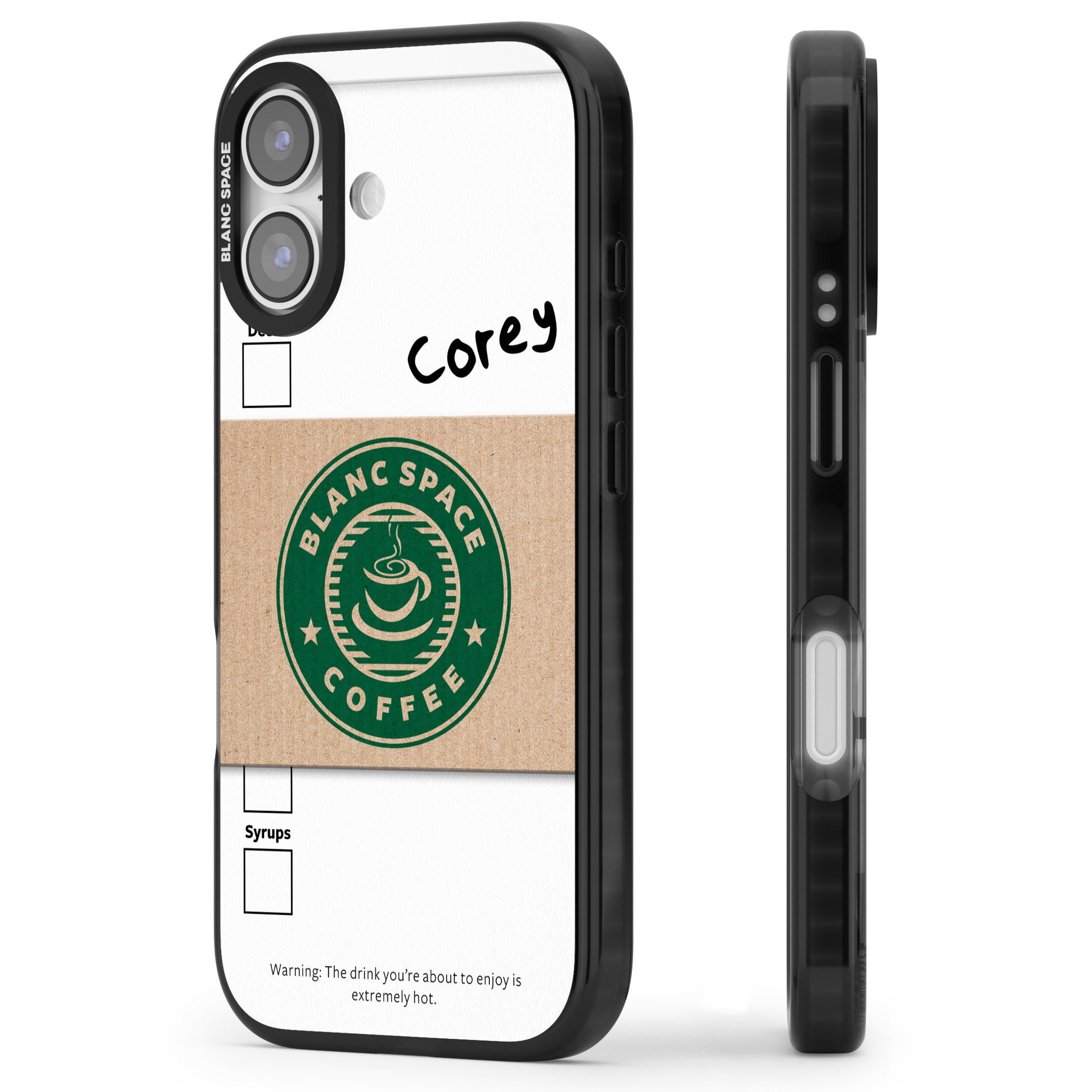 Personalised Coffee Cup iPhone 17 Impact Black Phone Case Side Profile