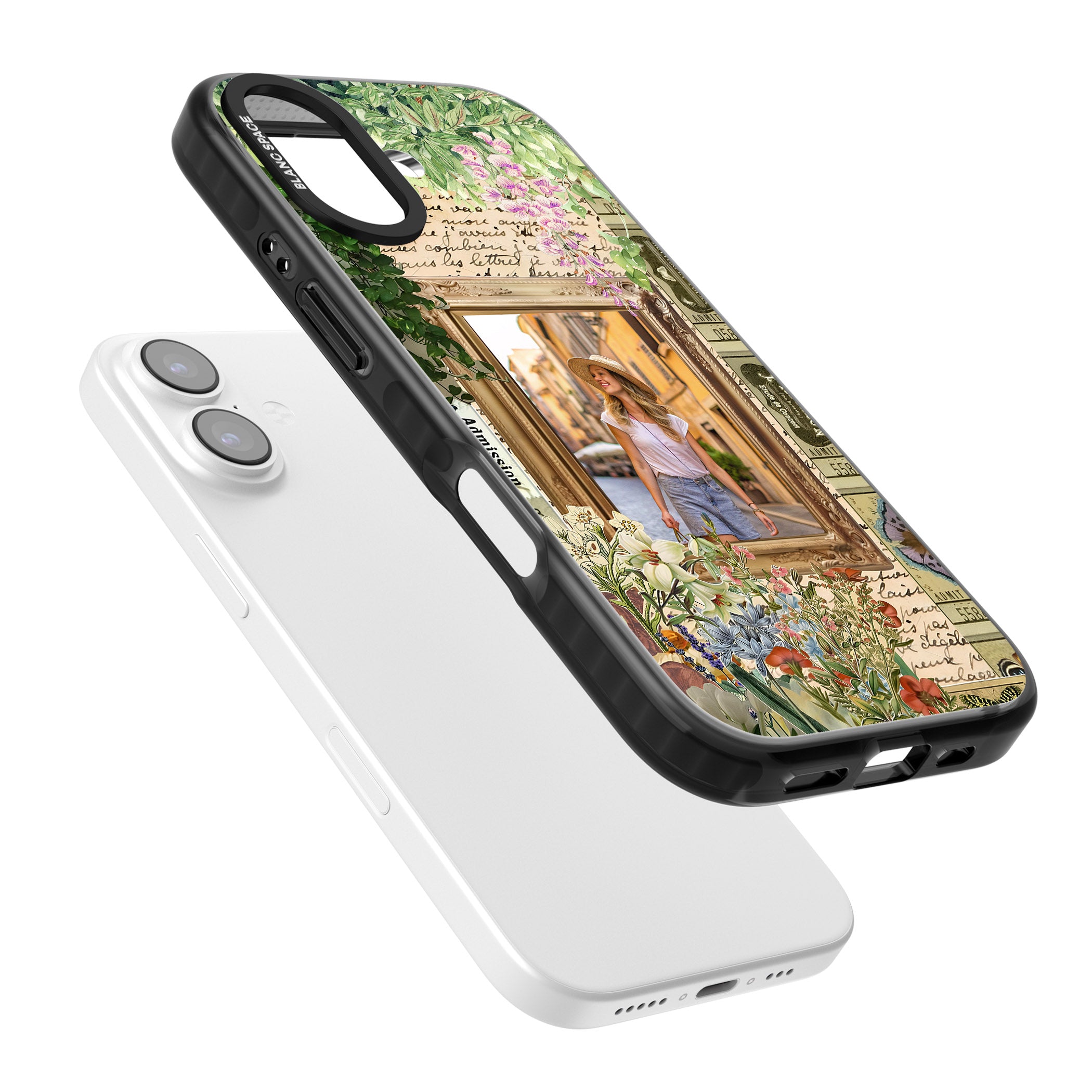 Personalised Tuscan Floral Collage Frame iPhone 17 Impact Black Phone Case Colours