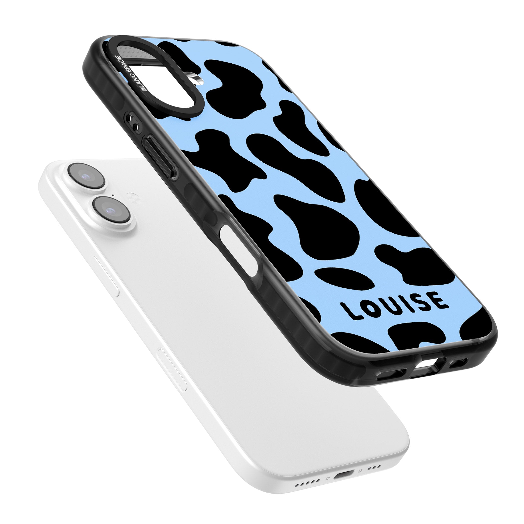 Personalised Blue And Black Cow Print iPhone 17 Impact Black Phone Case Colours