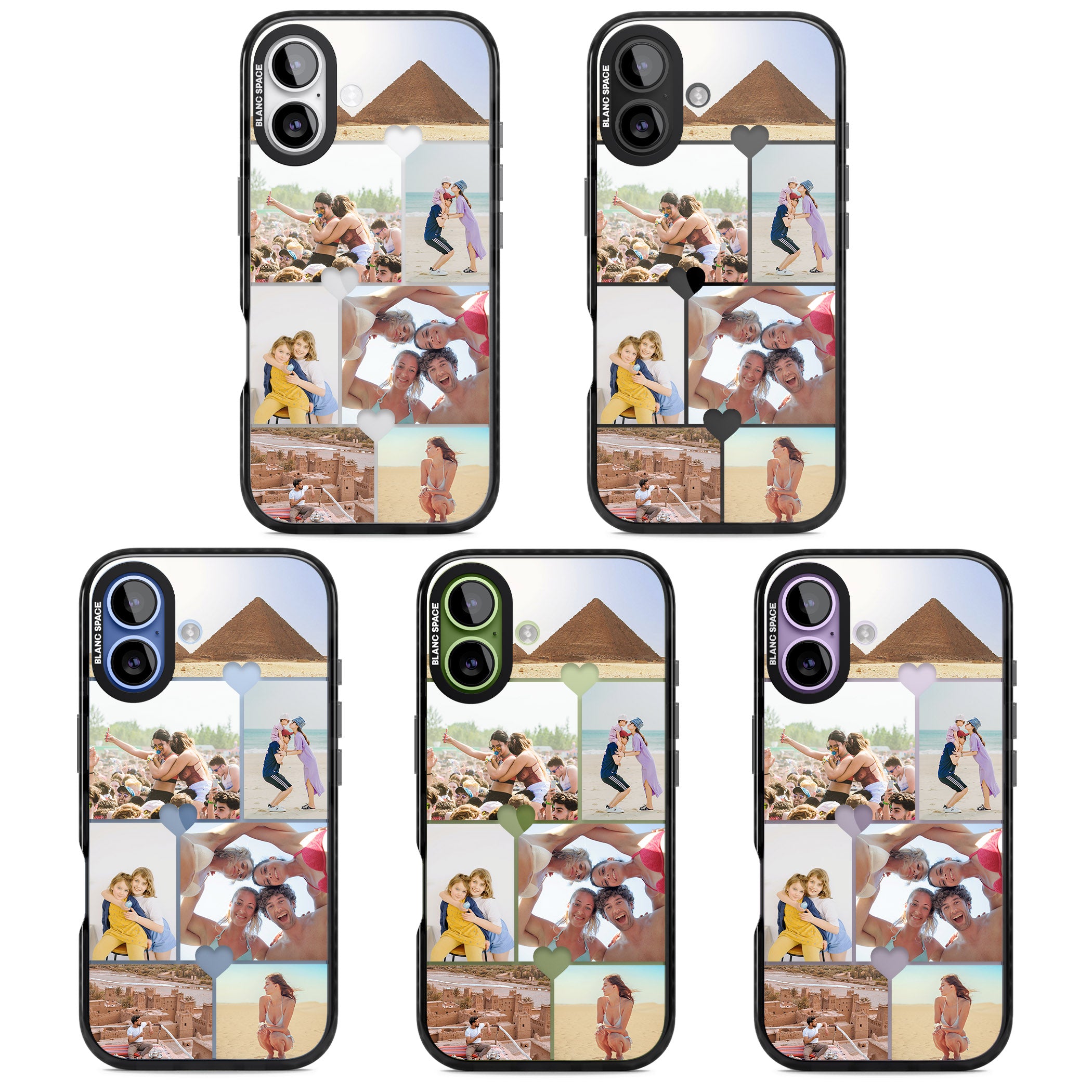 Personalised Heart Photo Grid iPhone 17 Impact Black Phone Case APT Impact Protection