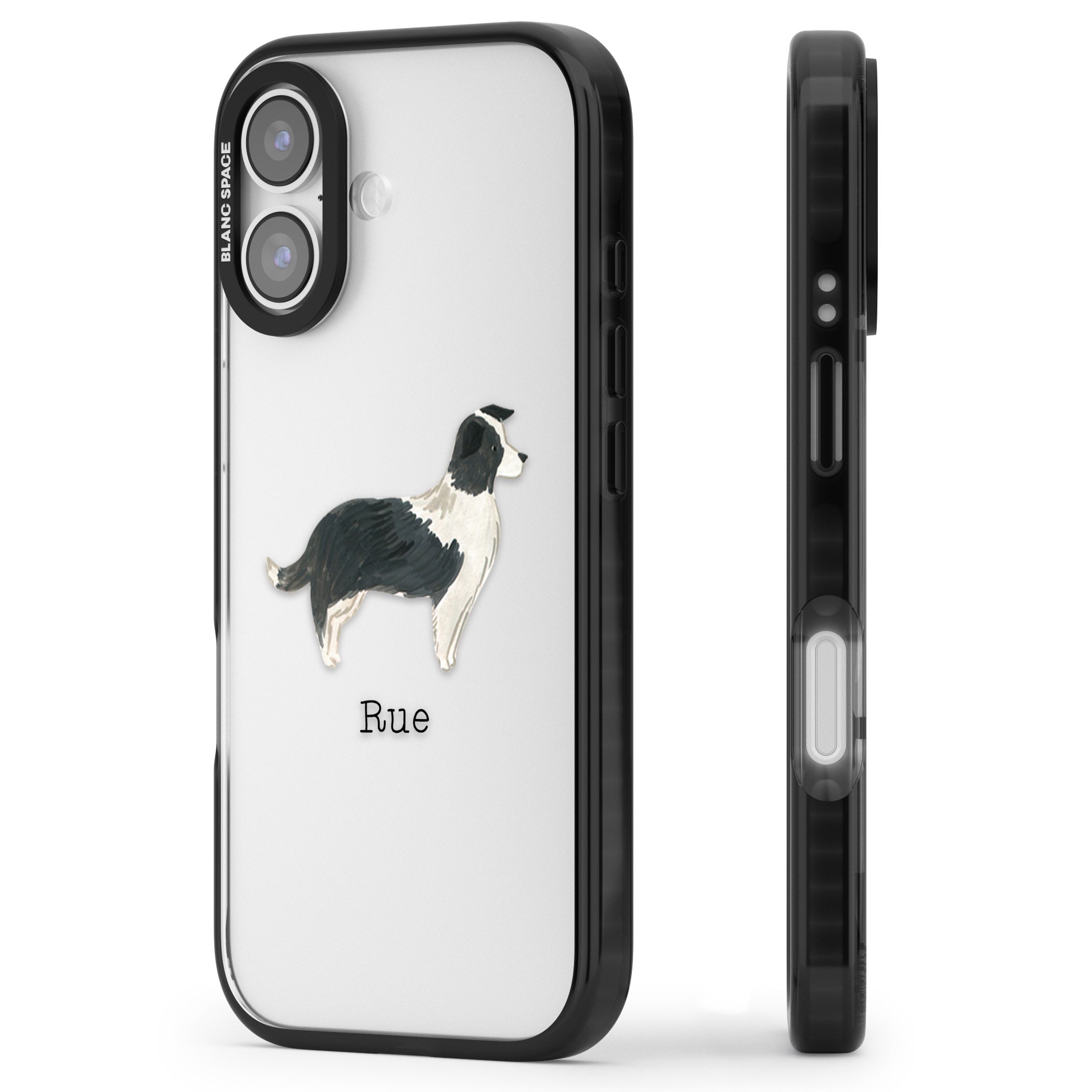 Personalised Border Collie iPhone 17 Impact Black Phone Case Side Profile