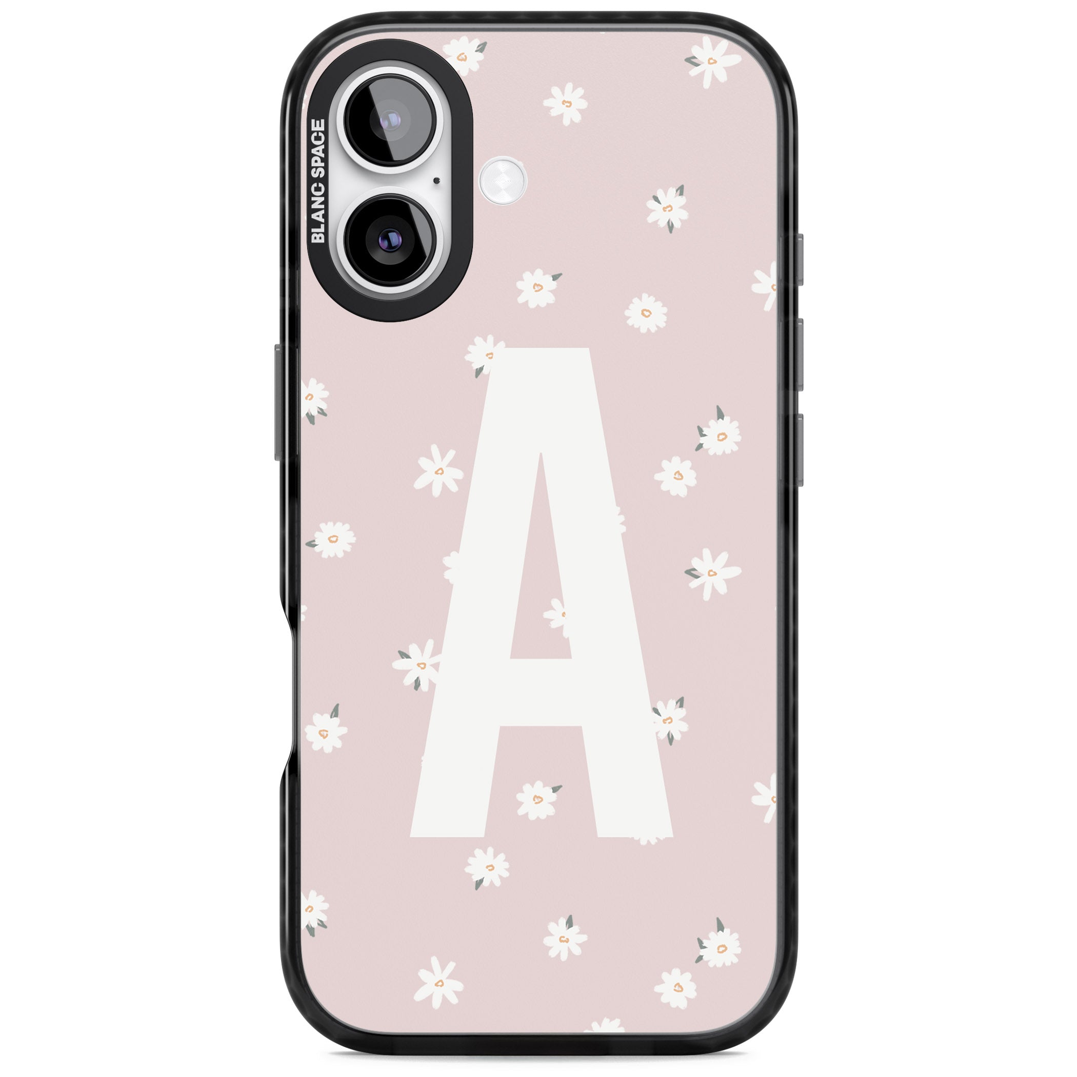 Personalised Pink Daisy Initial iPhone 17 Impact Black Phone Case