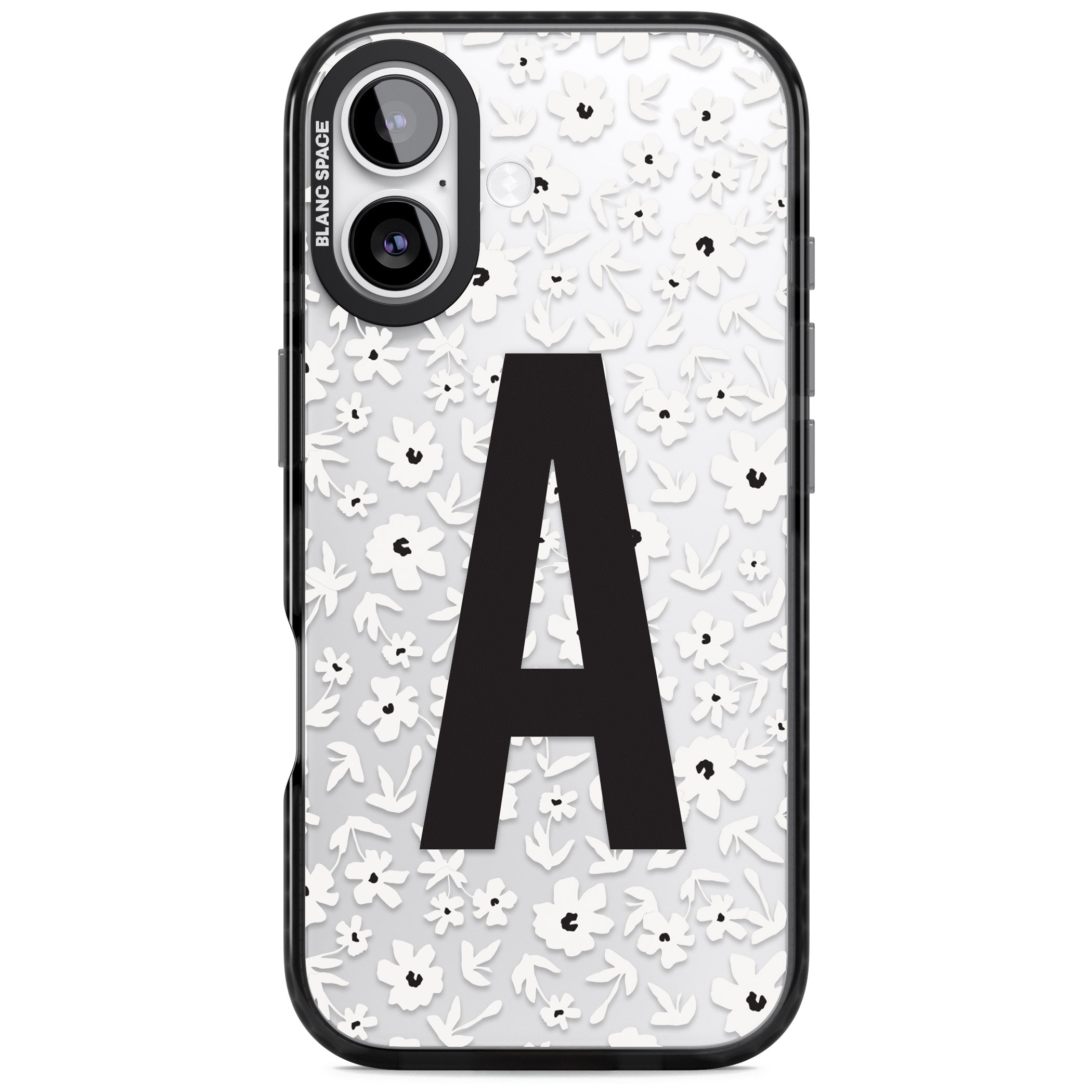 Personalised Bold Initial Floral iPhone 17 Impact Black Phone Case