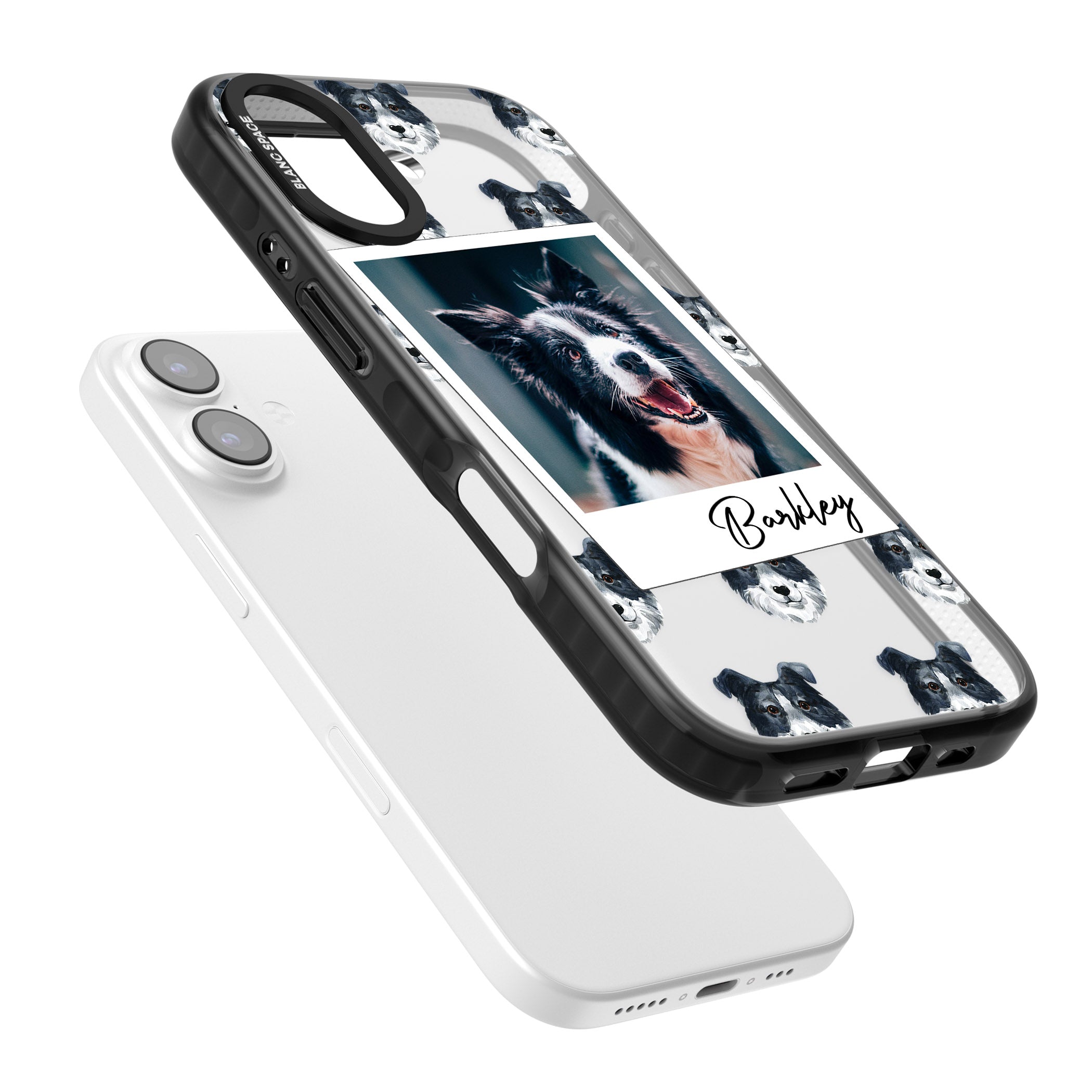 Personalised Border Collie Instant Camera Photo iPhone 17 Impact Black Phone Case Colours