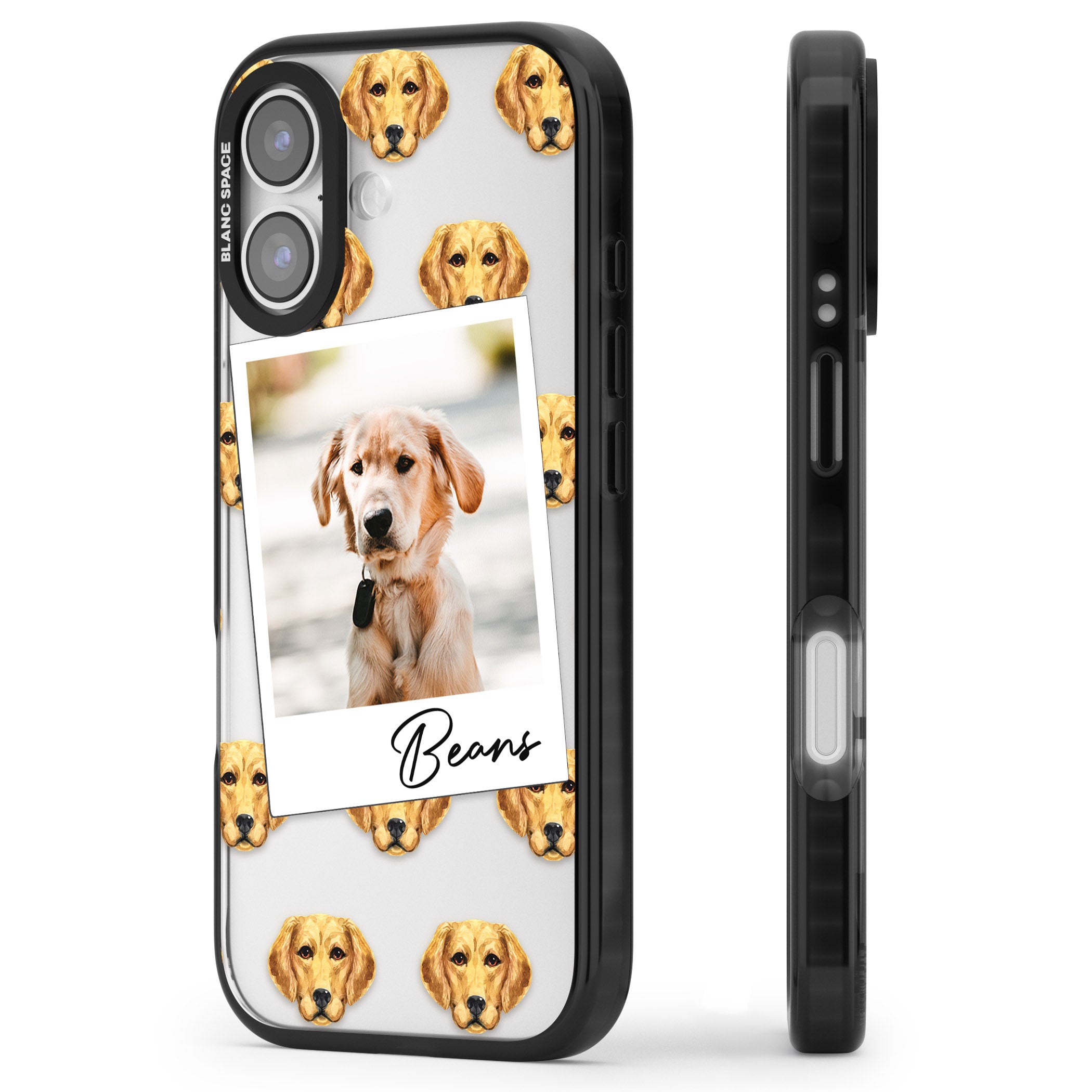 Personalised Labrador Instant Camera Photo iPhone 17 Impact Black Phone Case Side Profile
