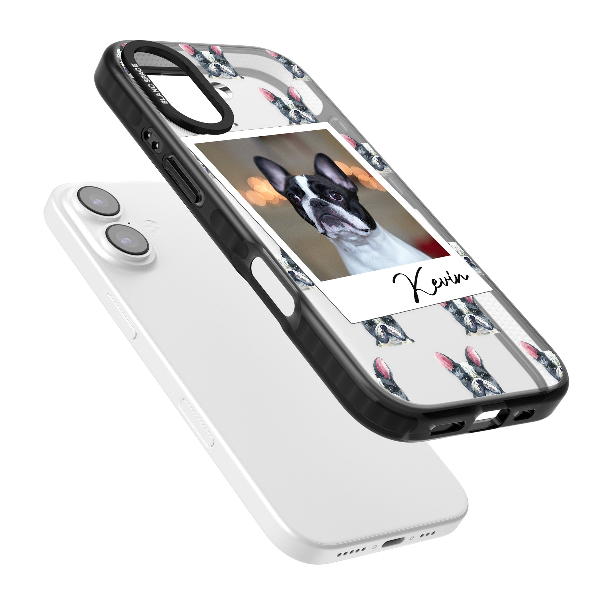 Personalised Black & White French Bulldog Instant Camera Photo iPhone 17 Impact Black Phone Case Colours