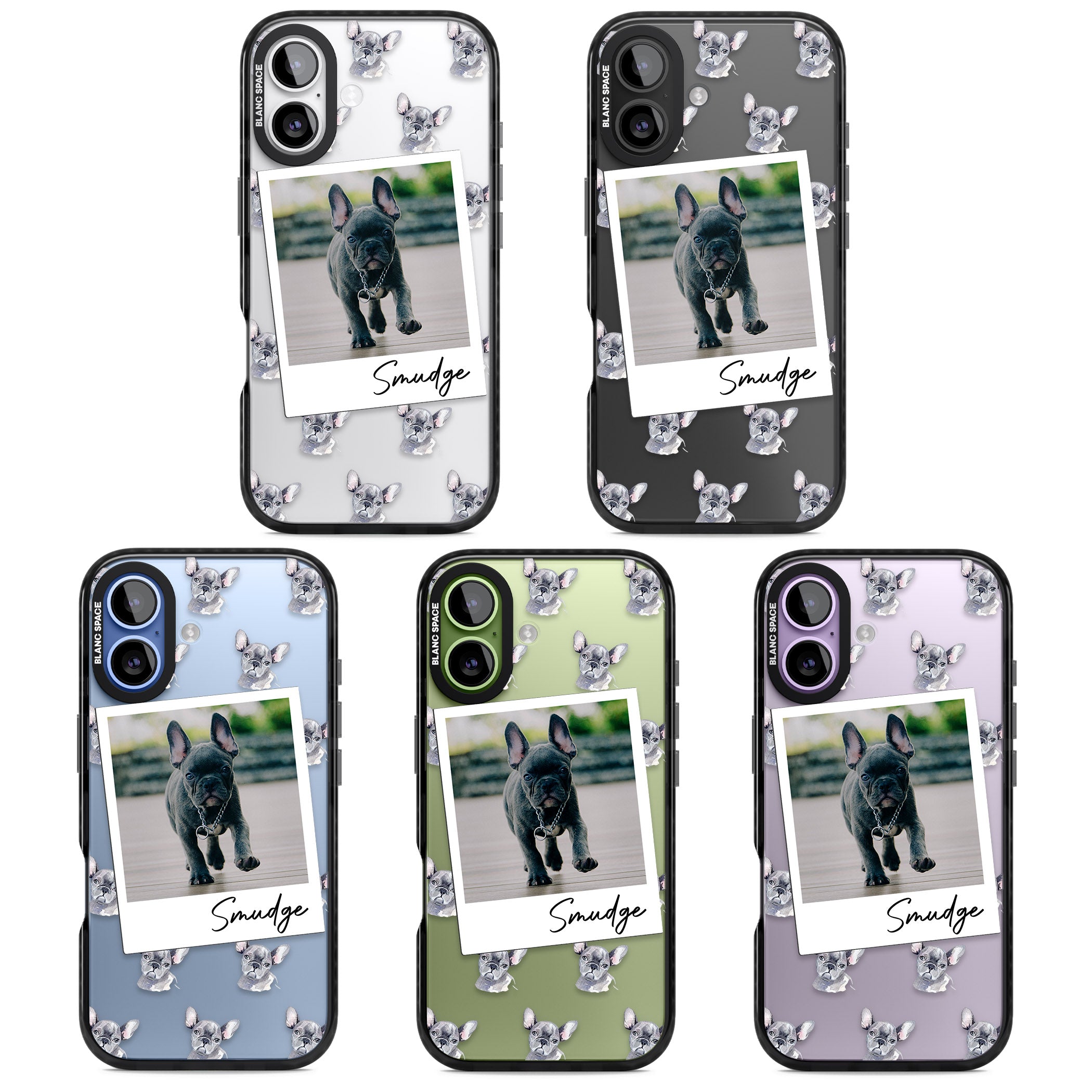 Personalised Grey French Bulldog Instant Camera Photo iPhone 17 Impact Black Phone Case APT Impact Protection