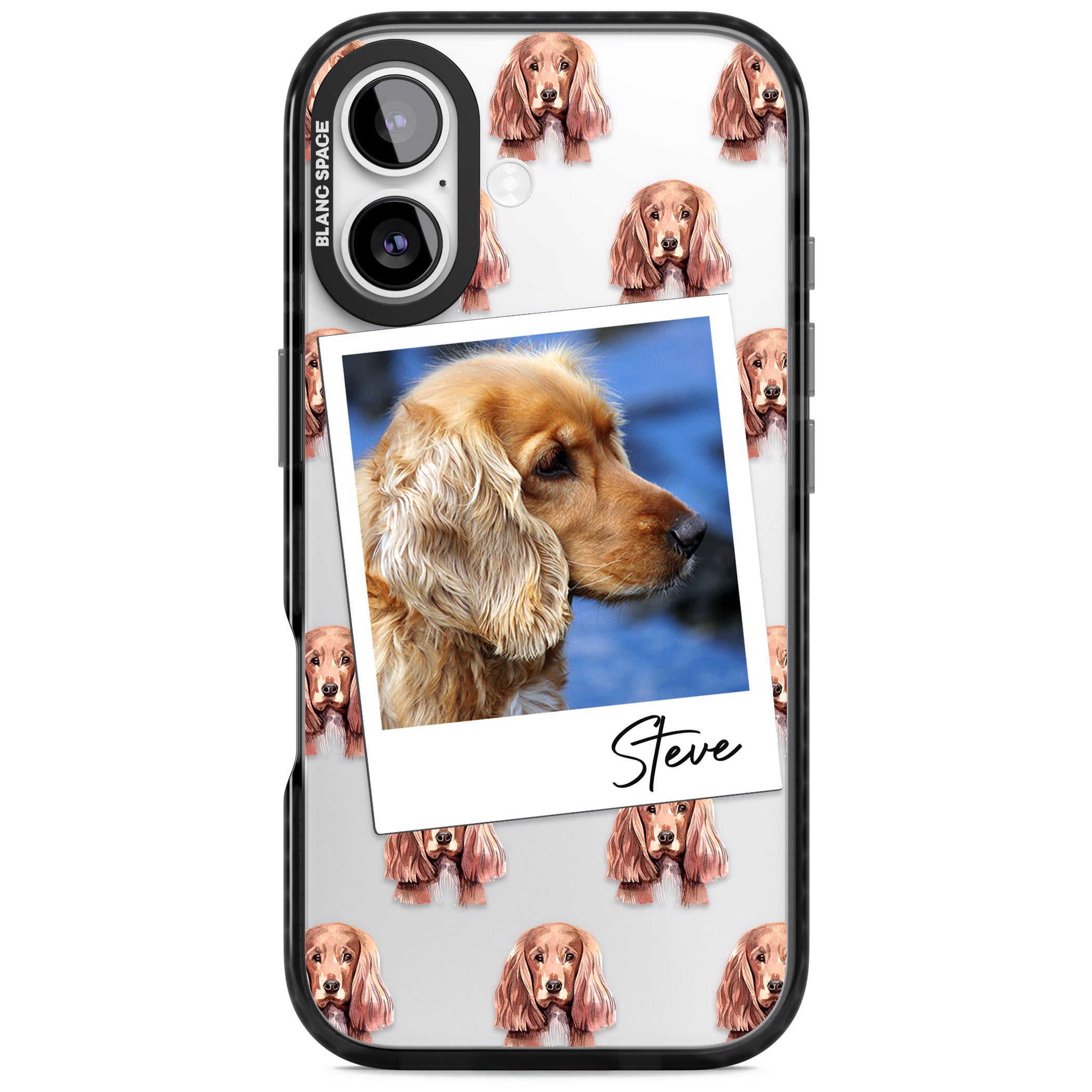 Personalised Cocker Spaniel Instant Camera Photo iPhone 17 Impact Black Phone Case