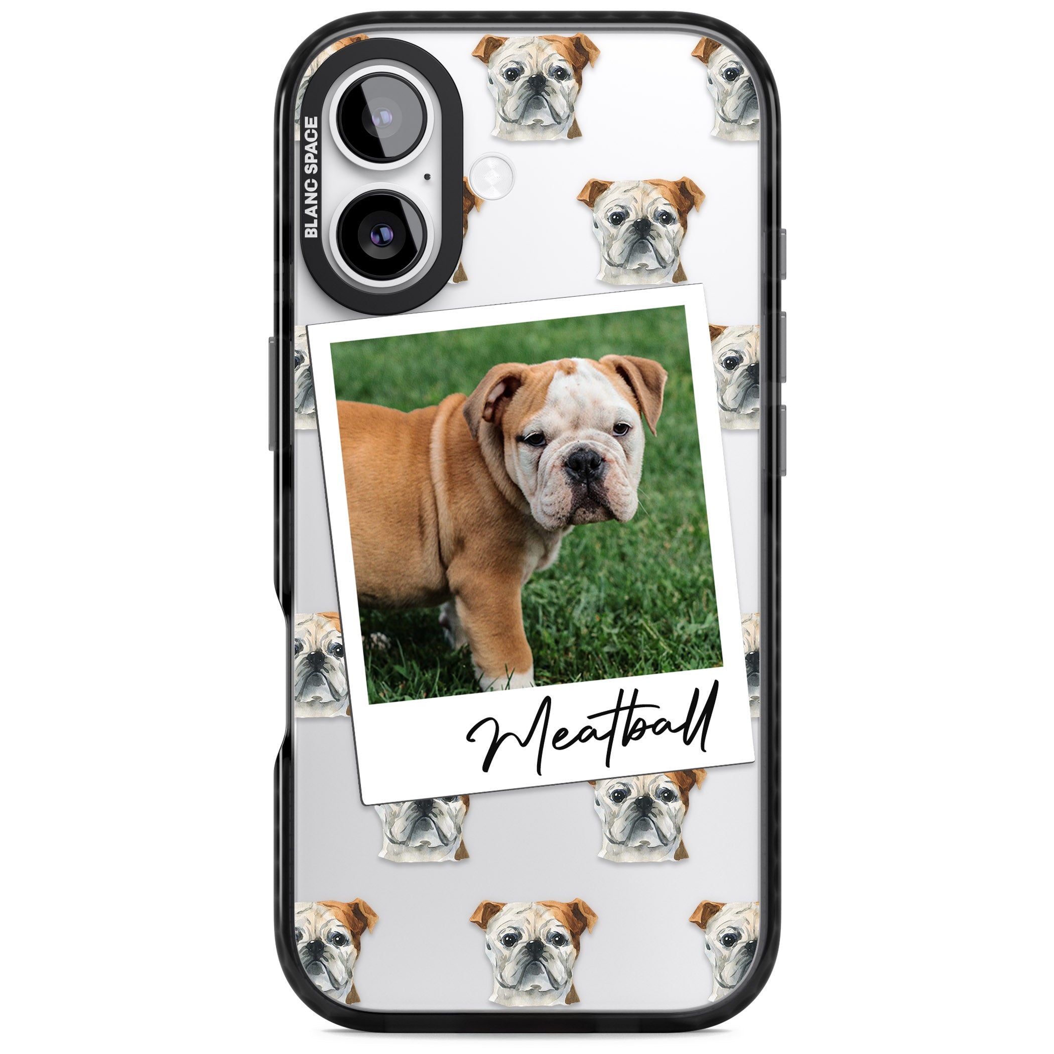 Personalised English Bulldog Instant Camera Photo iPhone 17 Impact Black Phone Case