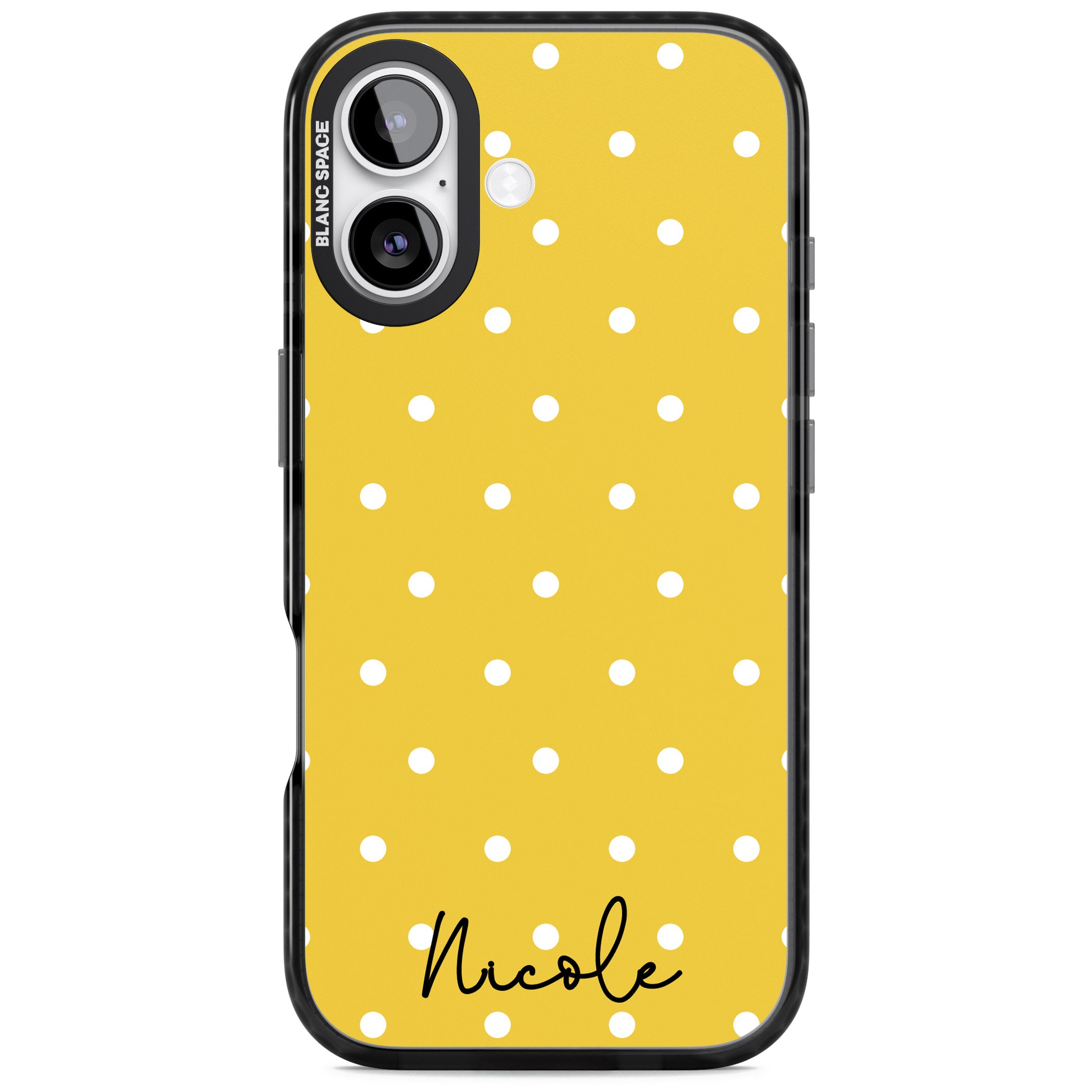 Personalised Yellow Polka Dot iPhone 17 Impact Black Phone Case