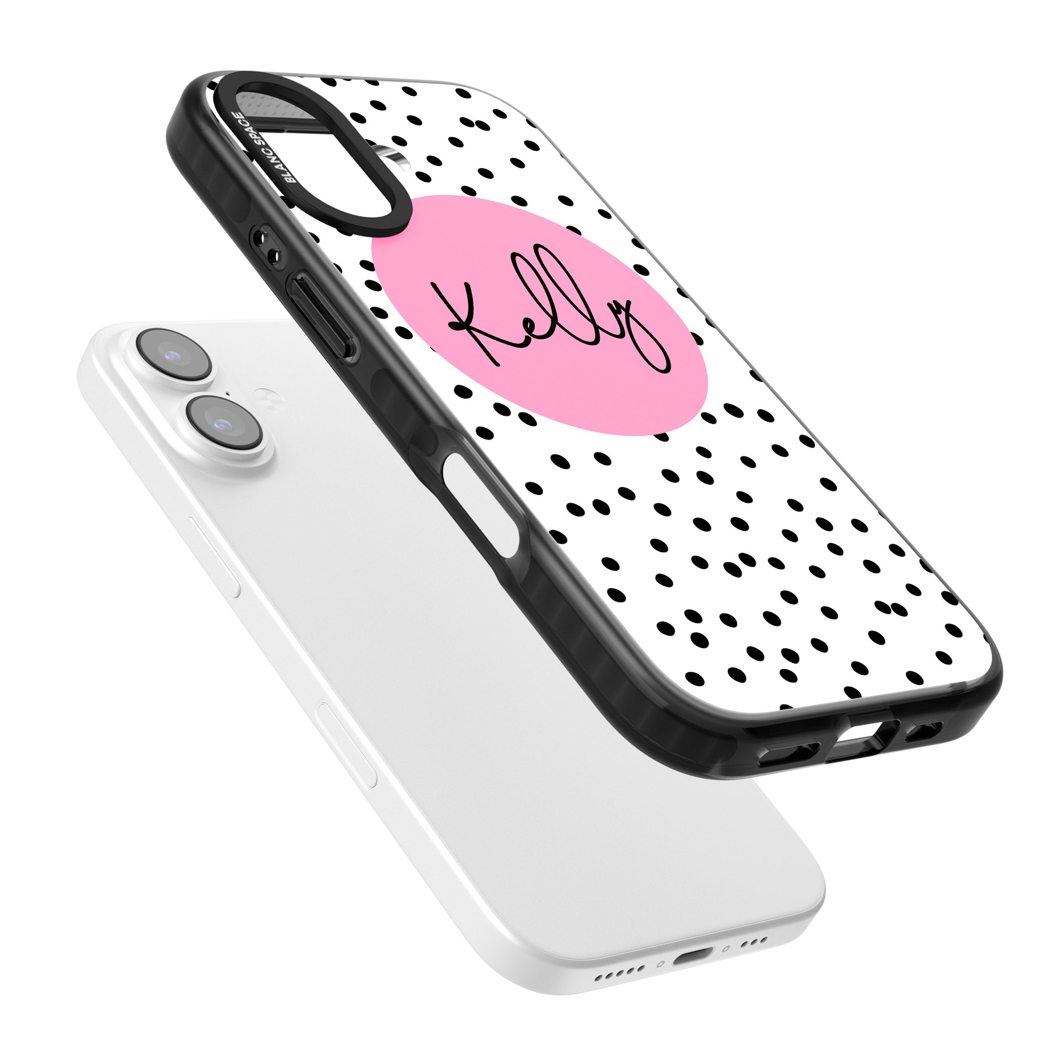 Personalised Pink Circle & Dots iPhone 17 Impact Black Phone Case Colours