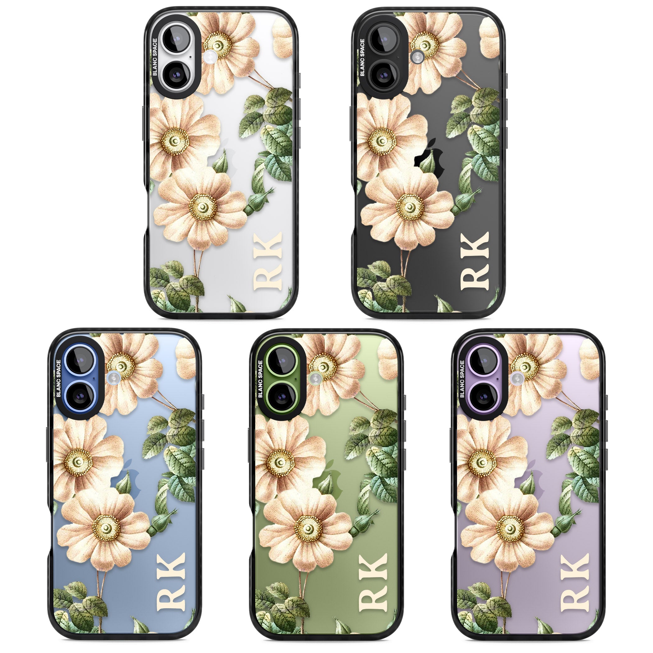 Personalised Vintage Floral Anemone iPhone 17 Impact Black Phone Case APT Impact Protection