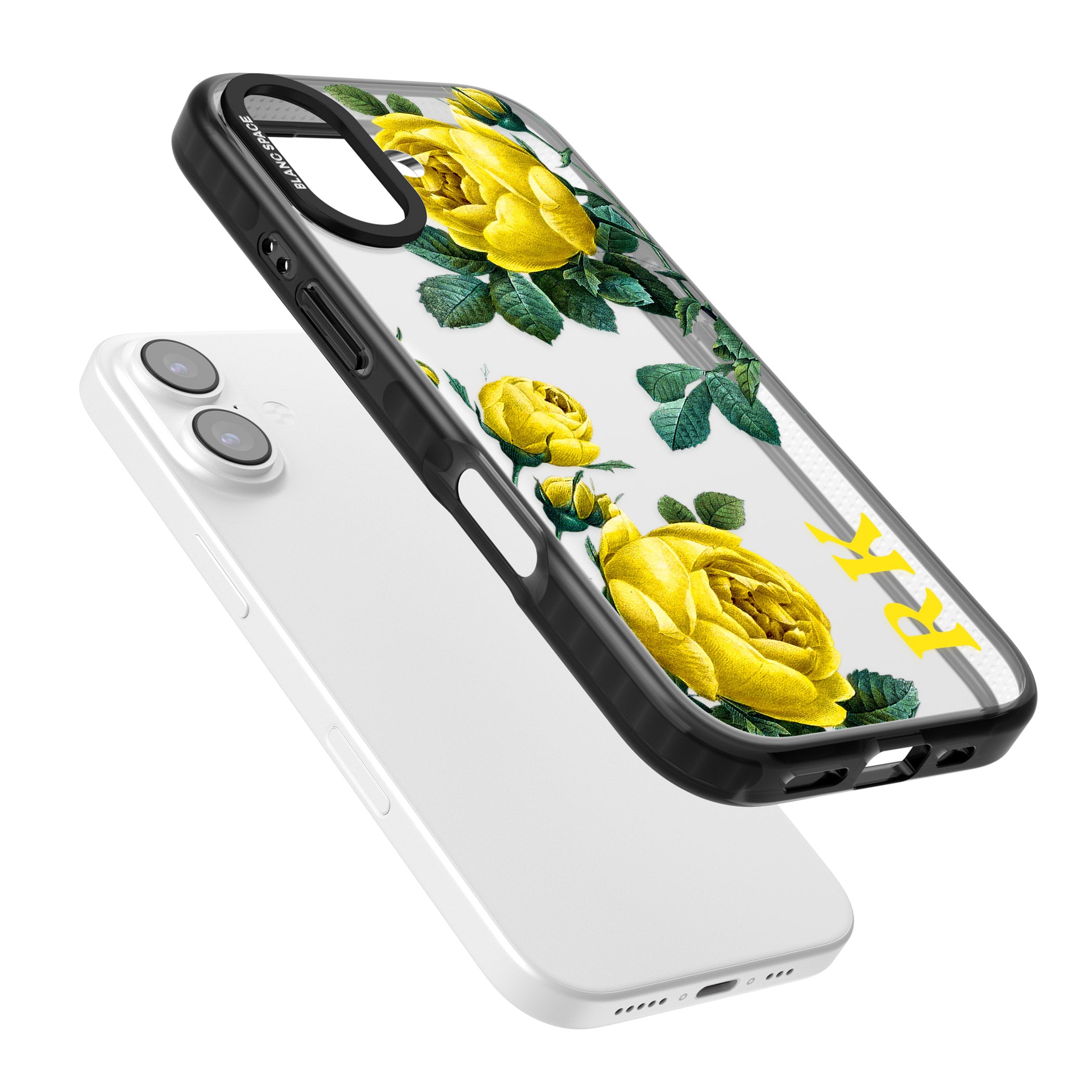 Personalised Vintage Floral Yellow Roses iPhone 17 Impact Black Phone Case Colours