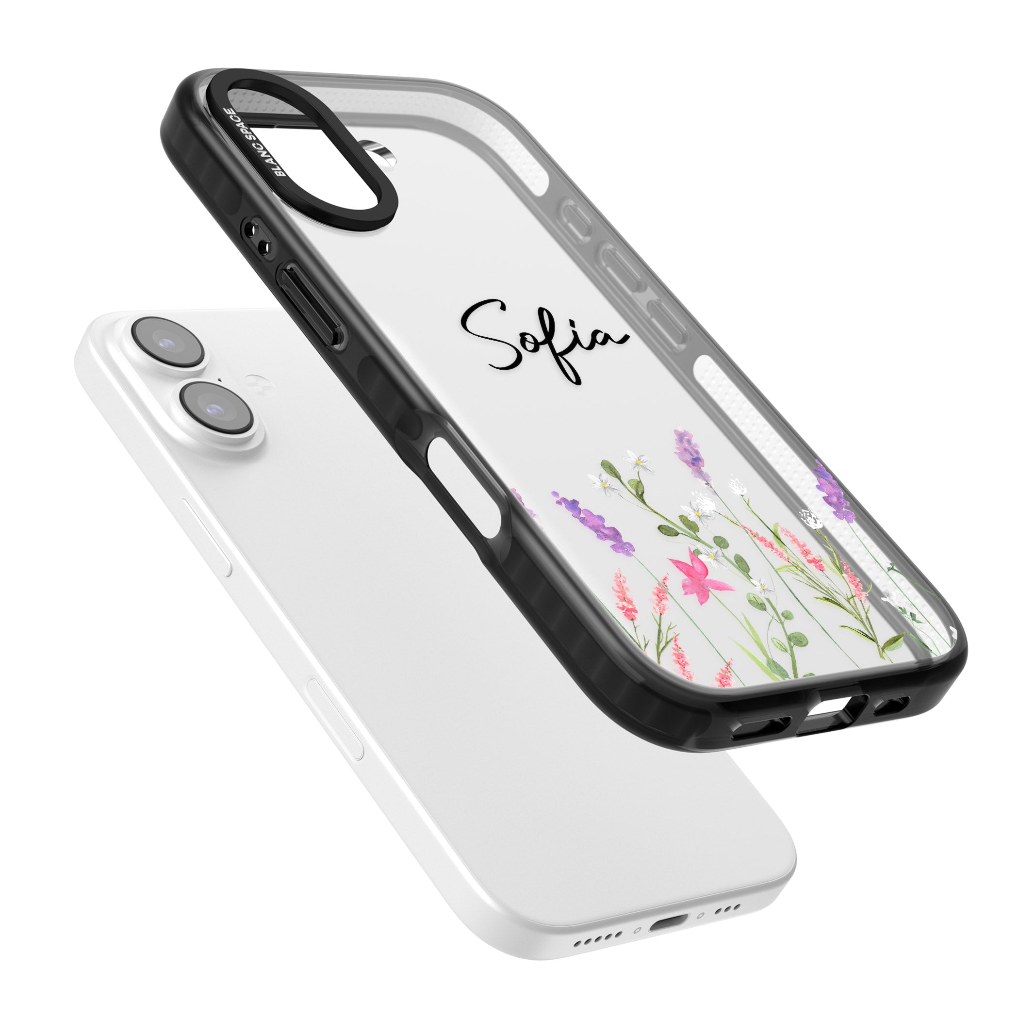 Personalised Lavender Wildflowers iPhone 17 Impact Black Phone Case Colours