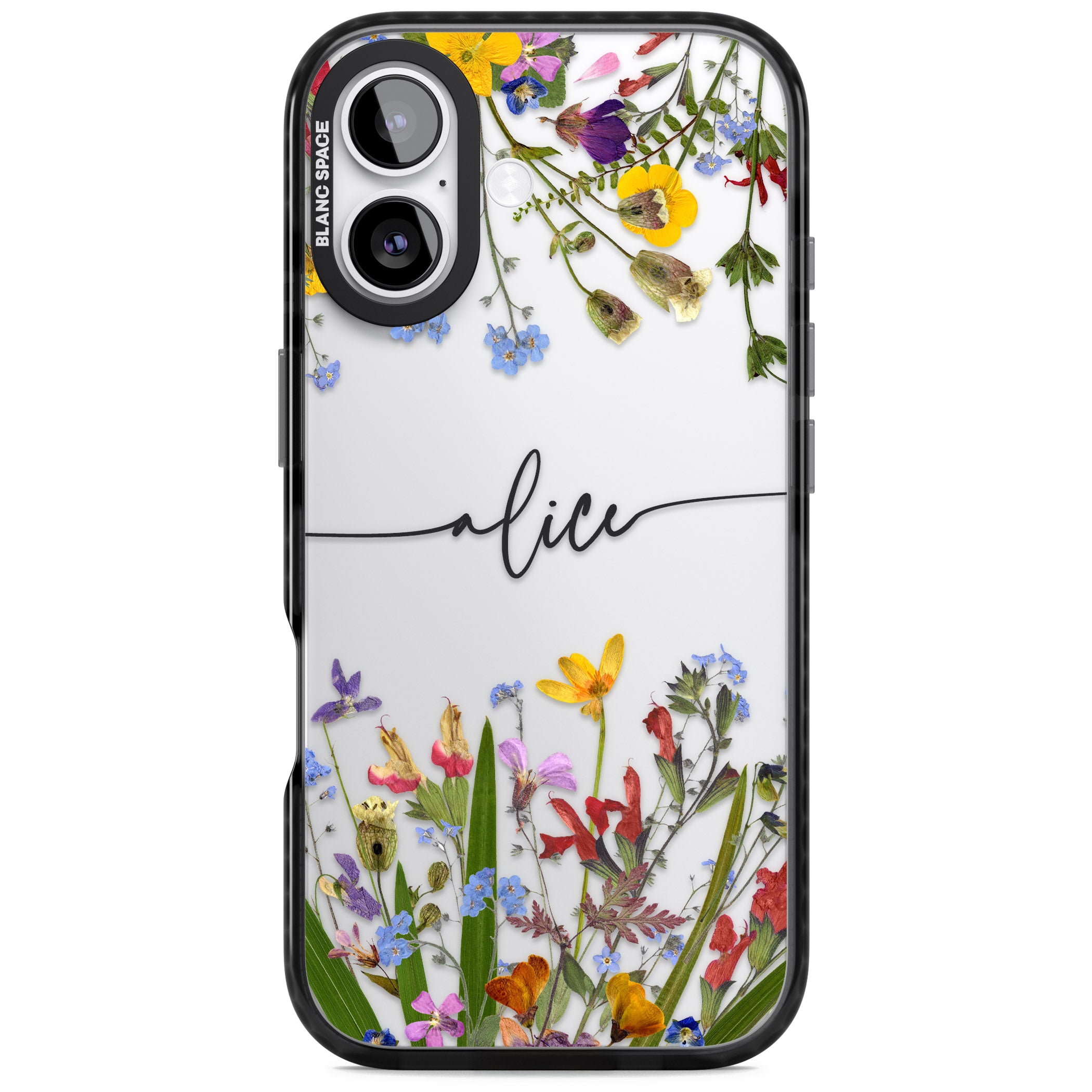 Personalised Wildflower Floral iPhone 17 Impact Black Phone Case