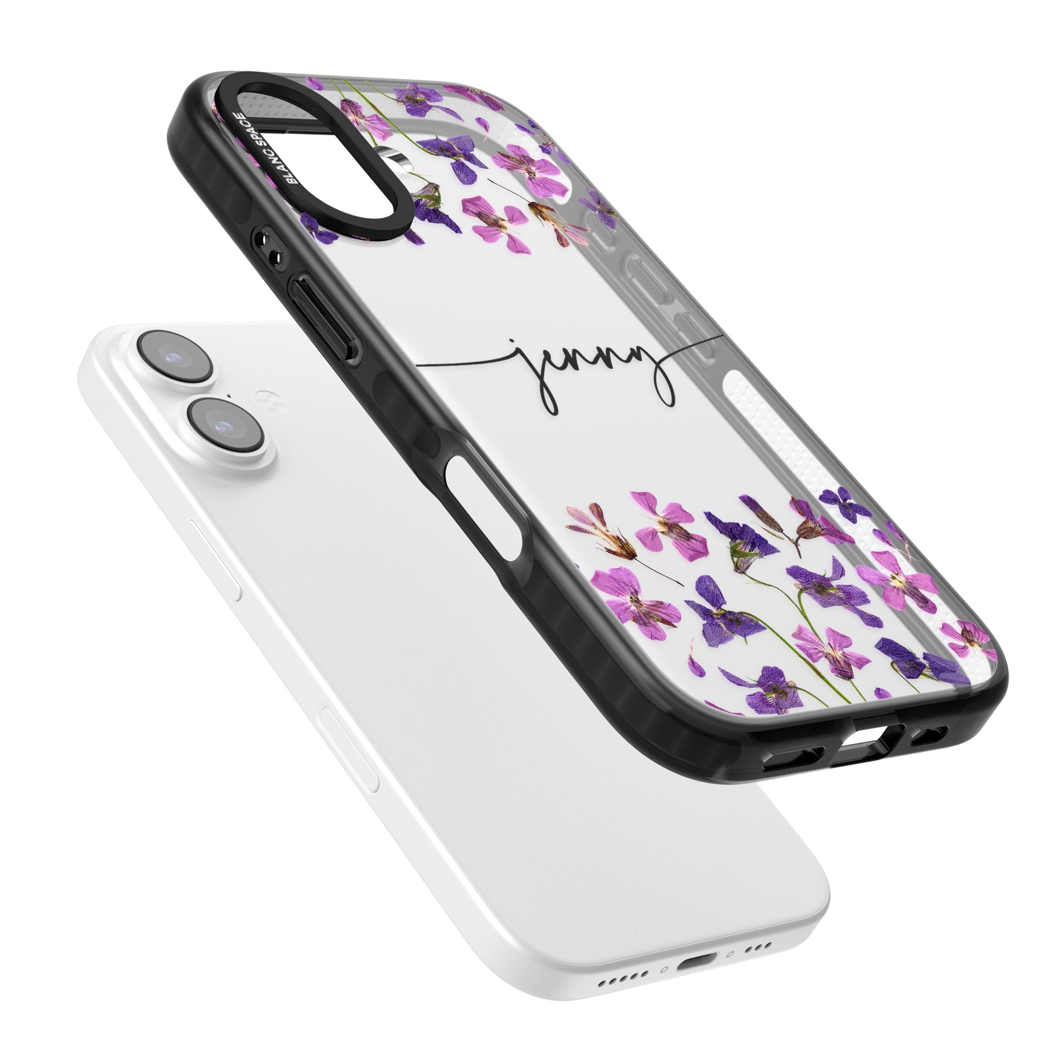 Personalised Purple Violets iPhone 17 Impact Black Phone Case Colours