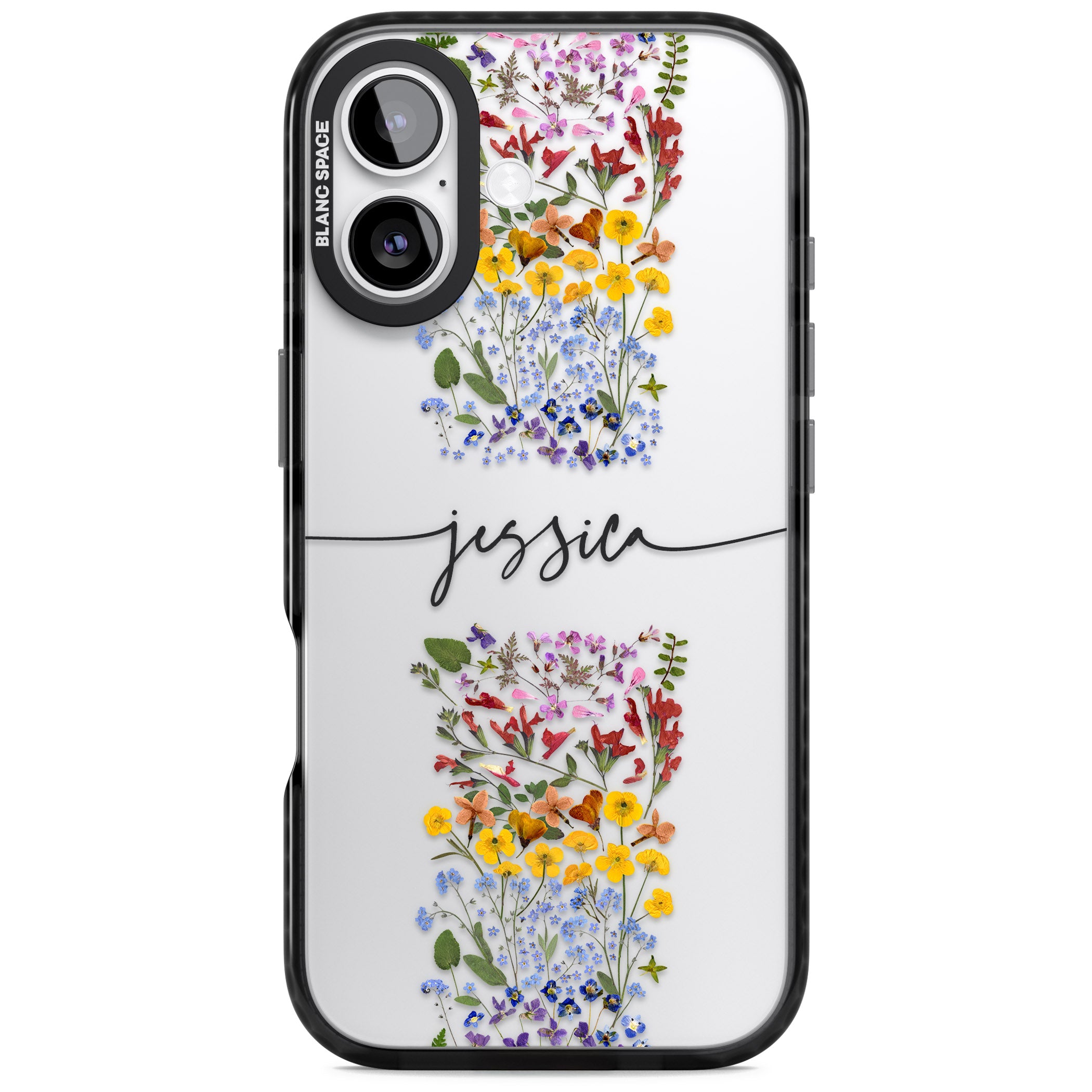 Personalised Wildflower Stripe iPhone 17 Impact Black Phone Case