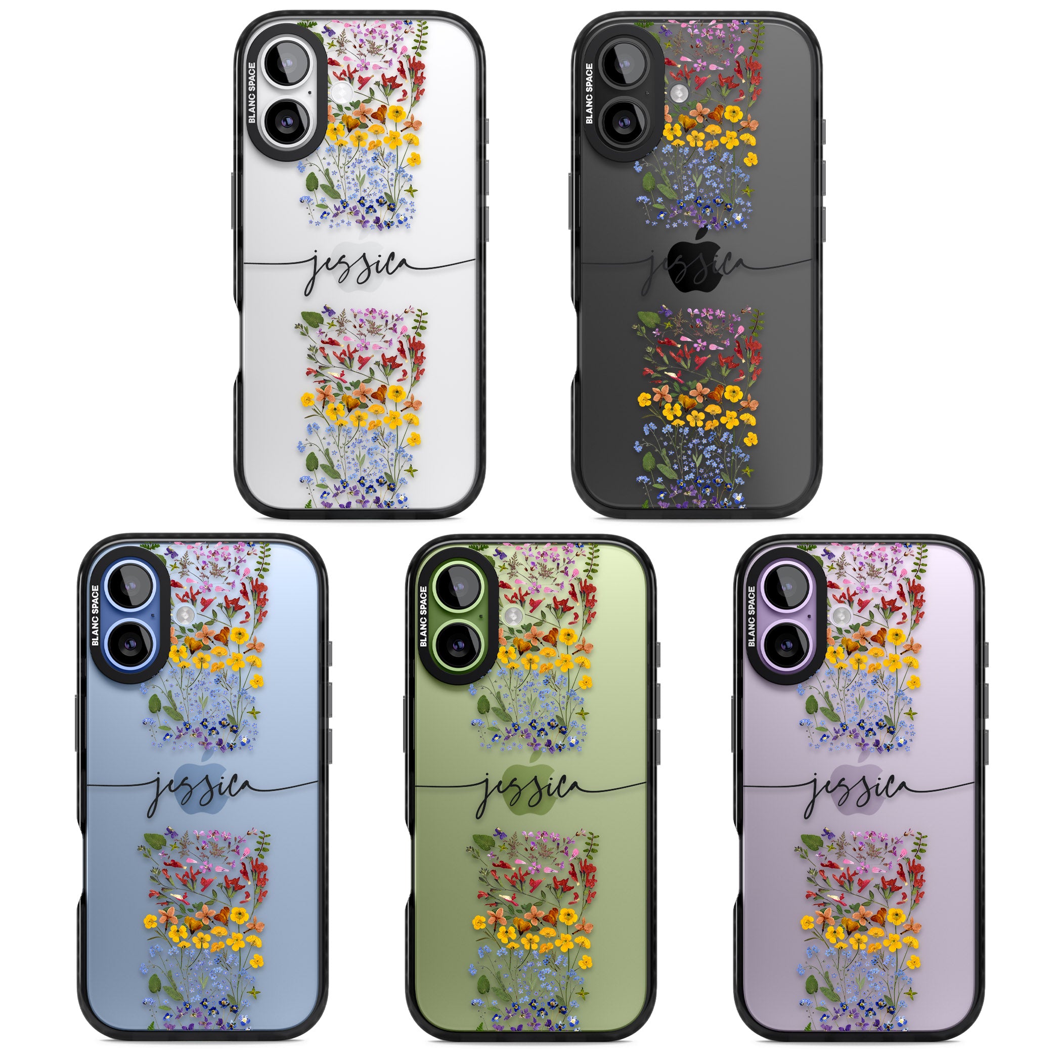 Personalised Wildflower Stripe iPhone 17 Impact Black Phone Case APT Impact Protection