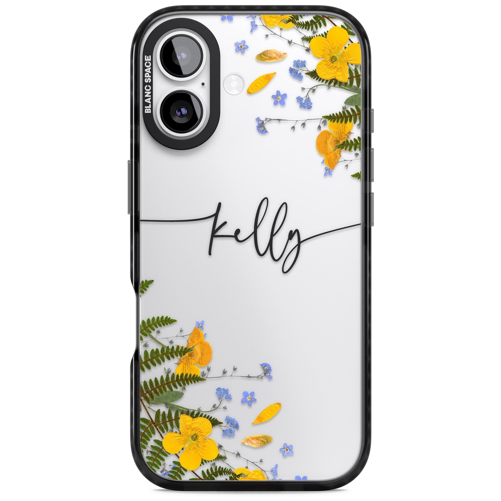 Personalised Ferns & Wildflowers iPhone 17 Impact Black Phone Case