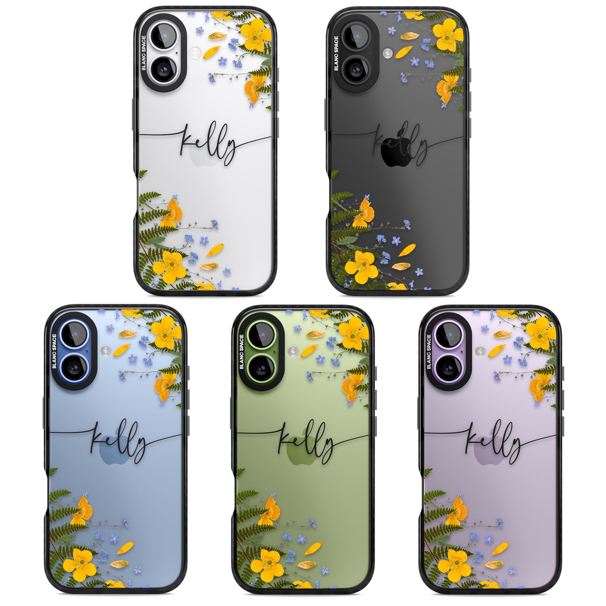 Personalised Ferns & Wildflowers iPhone 17 Impact Black Phone Case APT Impact Protection