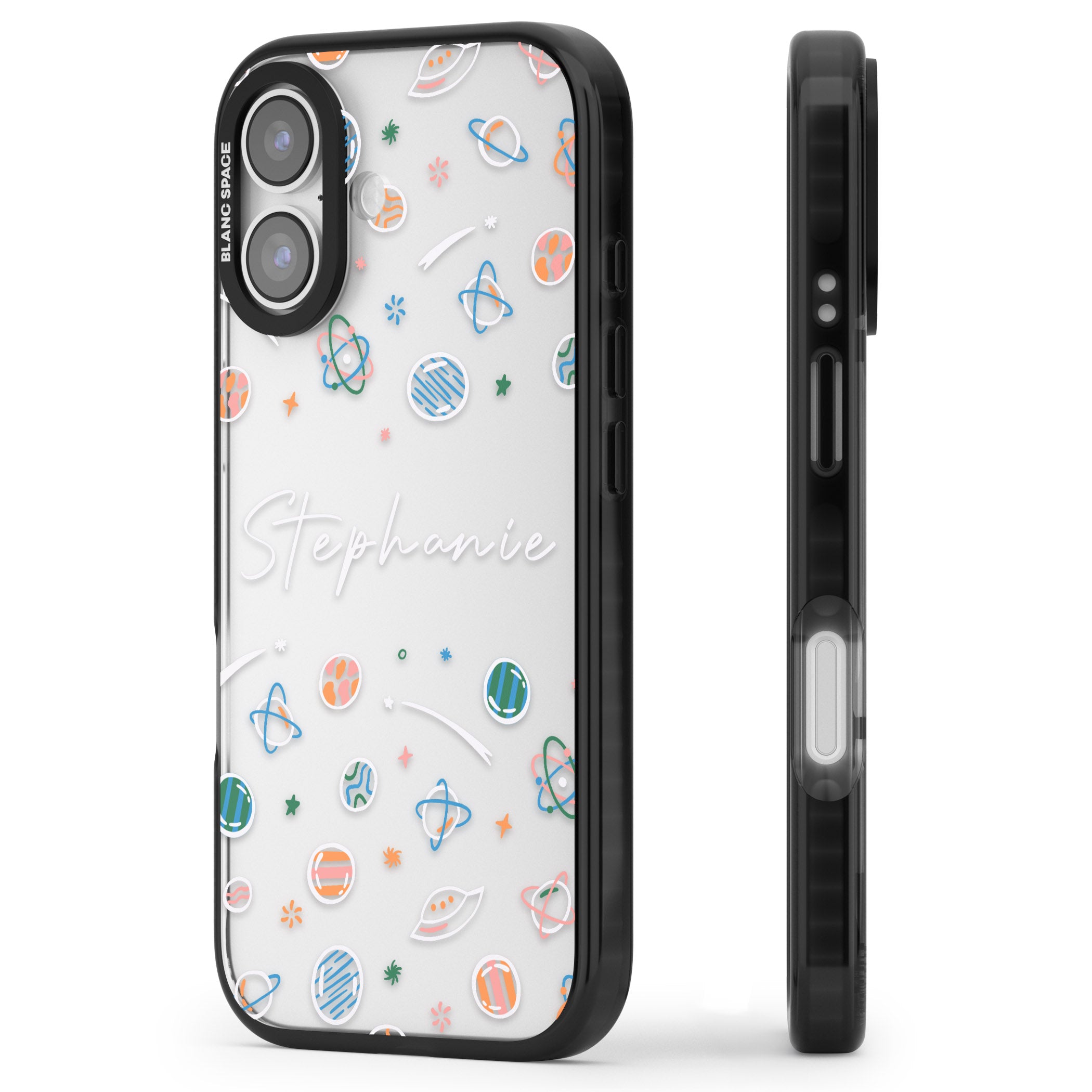 Personalised Space Pattern iPhone 17 Impact Black Phone Case Side Profile