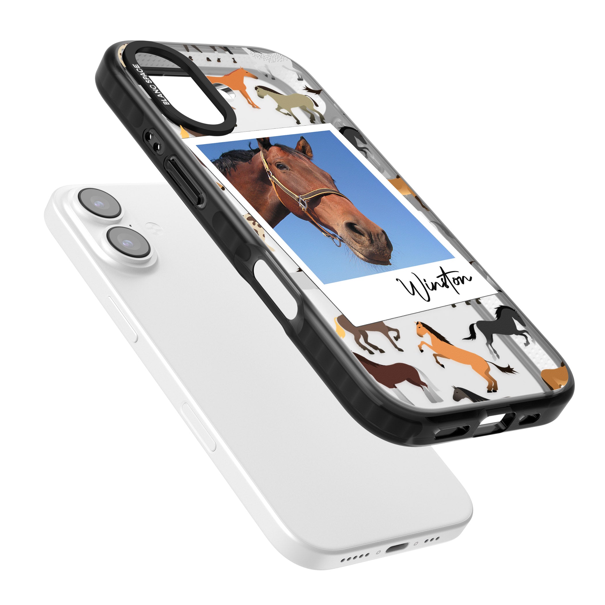 Personalised Horse Polaroid iPhone 17 Impact Black Phone Case Colours