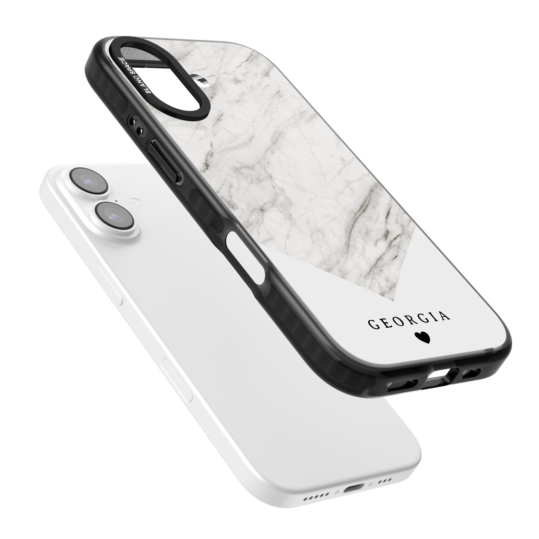 Personalised White Marble iPhone 17 Impact Black Phone Case Colours