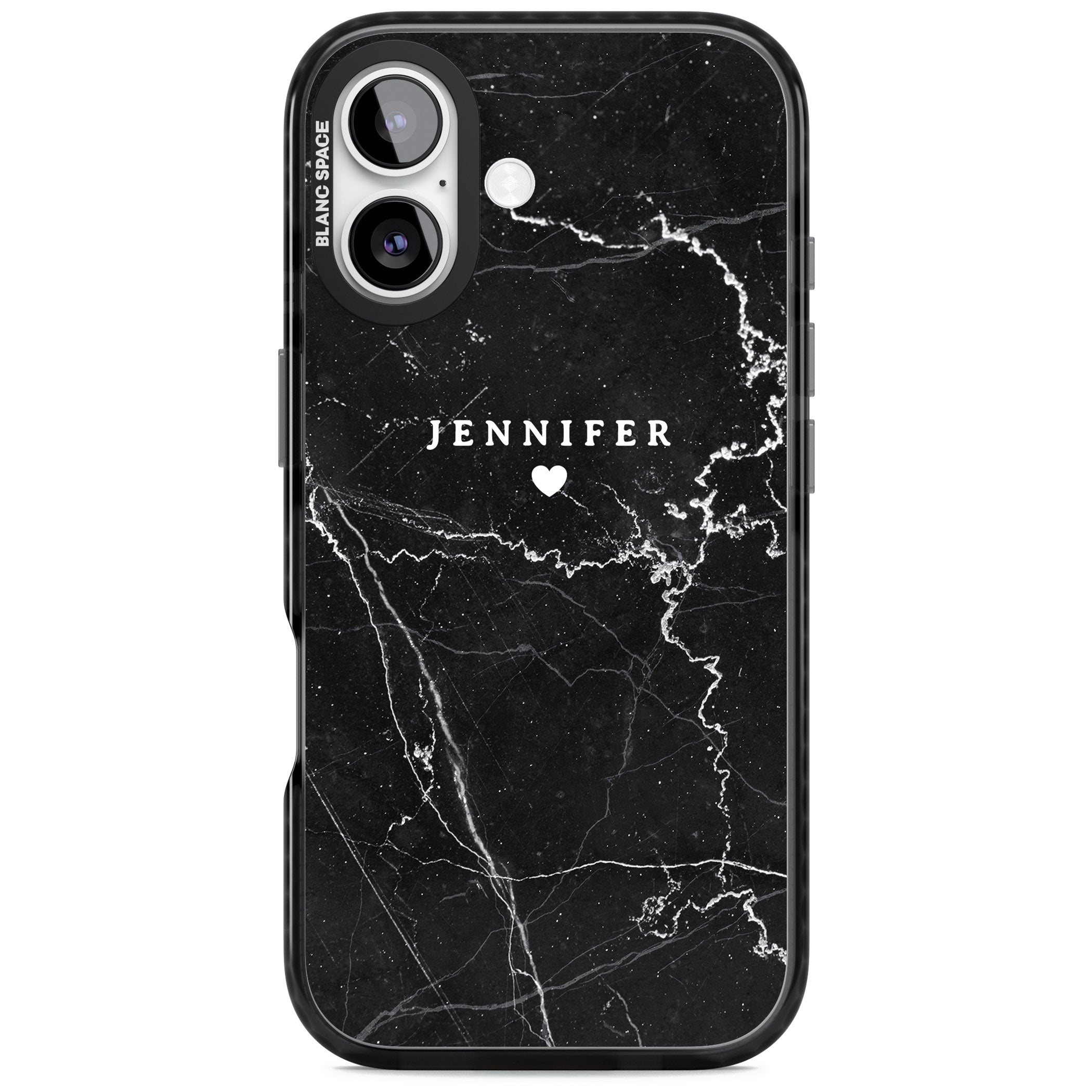 Personalised Black Marble iPhone 17 Impact Black Phone Case