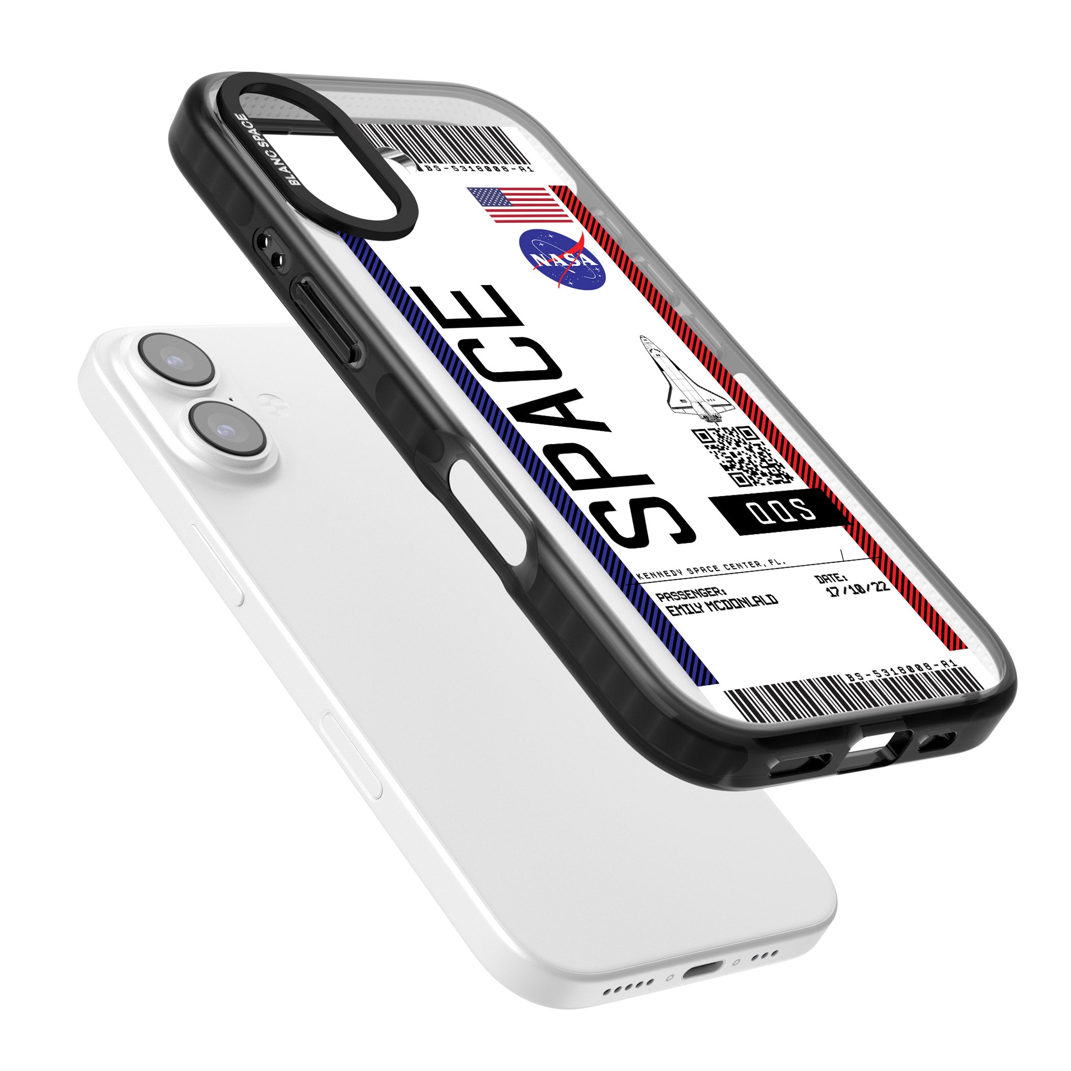 Personalised Nasa Boarding Pass (Light) iPhone 17 Impact Black Phone Case Colours